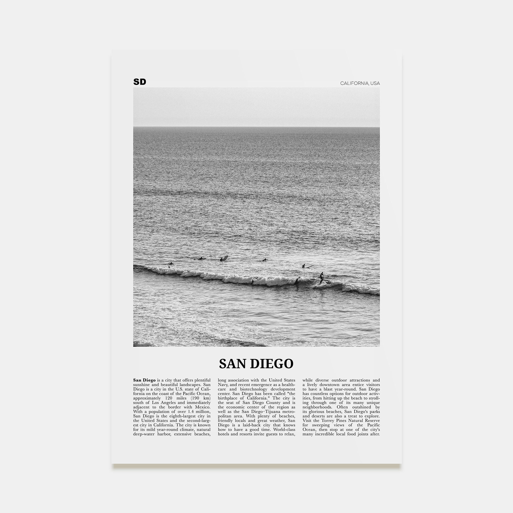 San Diego Travel B&W No 6 Poster