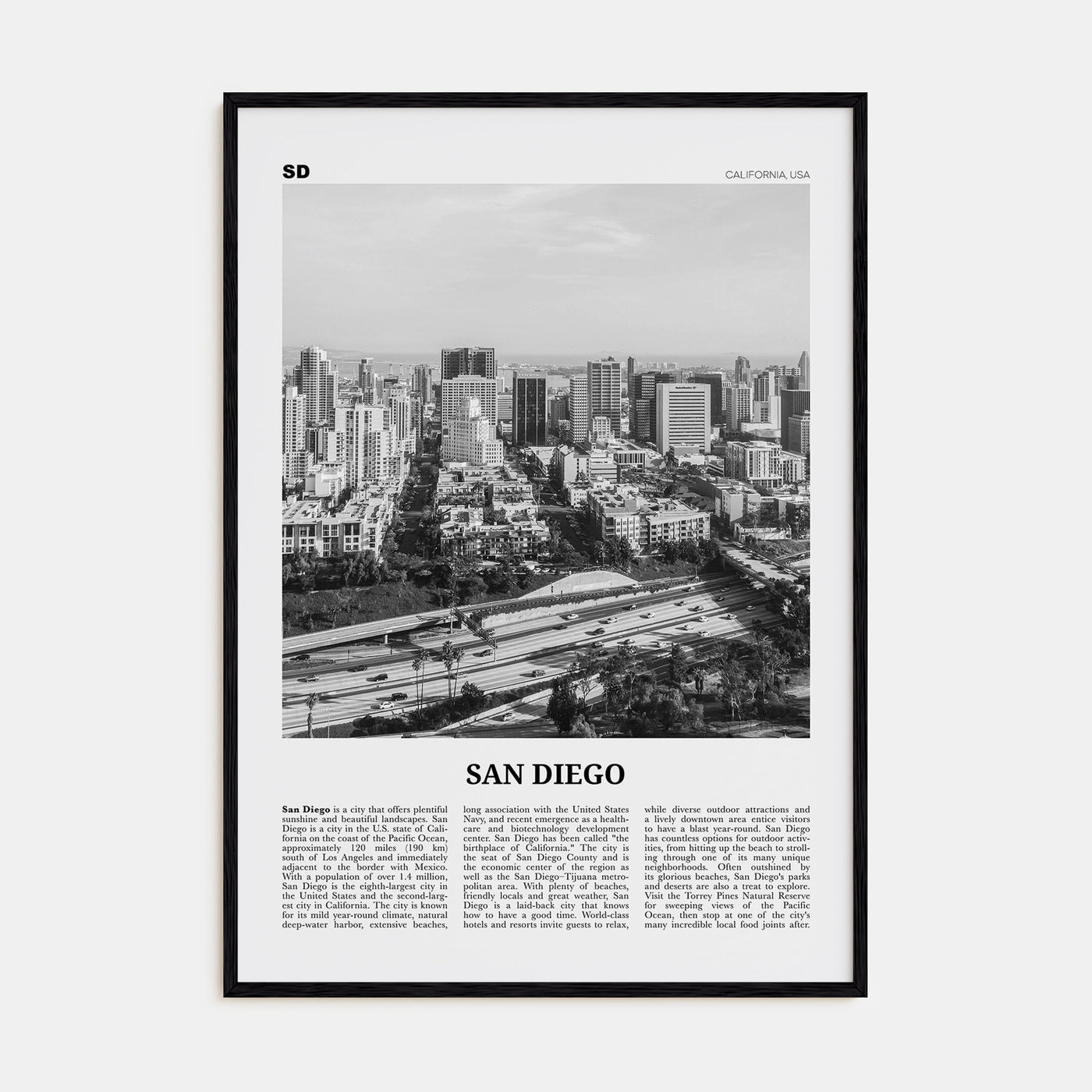 San Diego Travel B&W No 7 Poster
