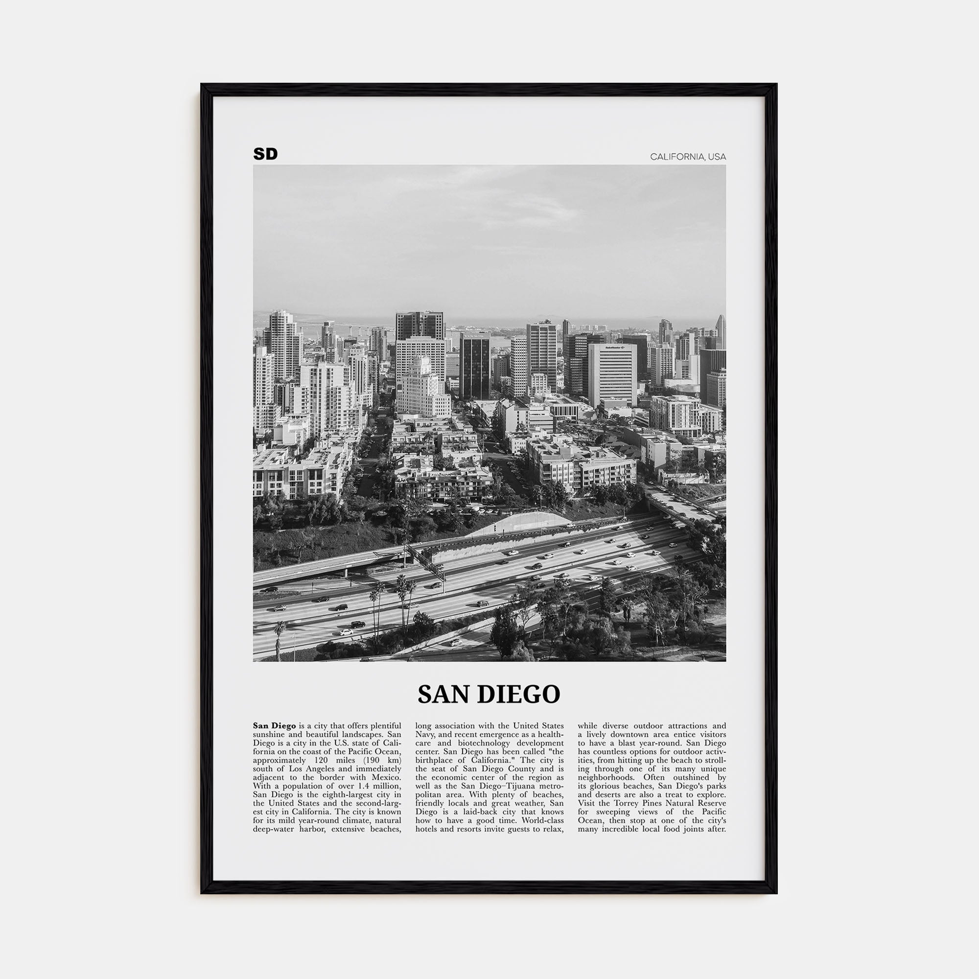 San Diego Travel B&W No 7 Poster
