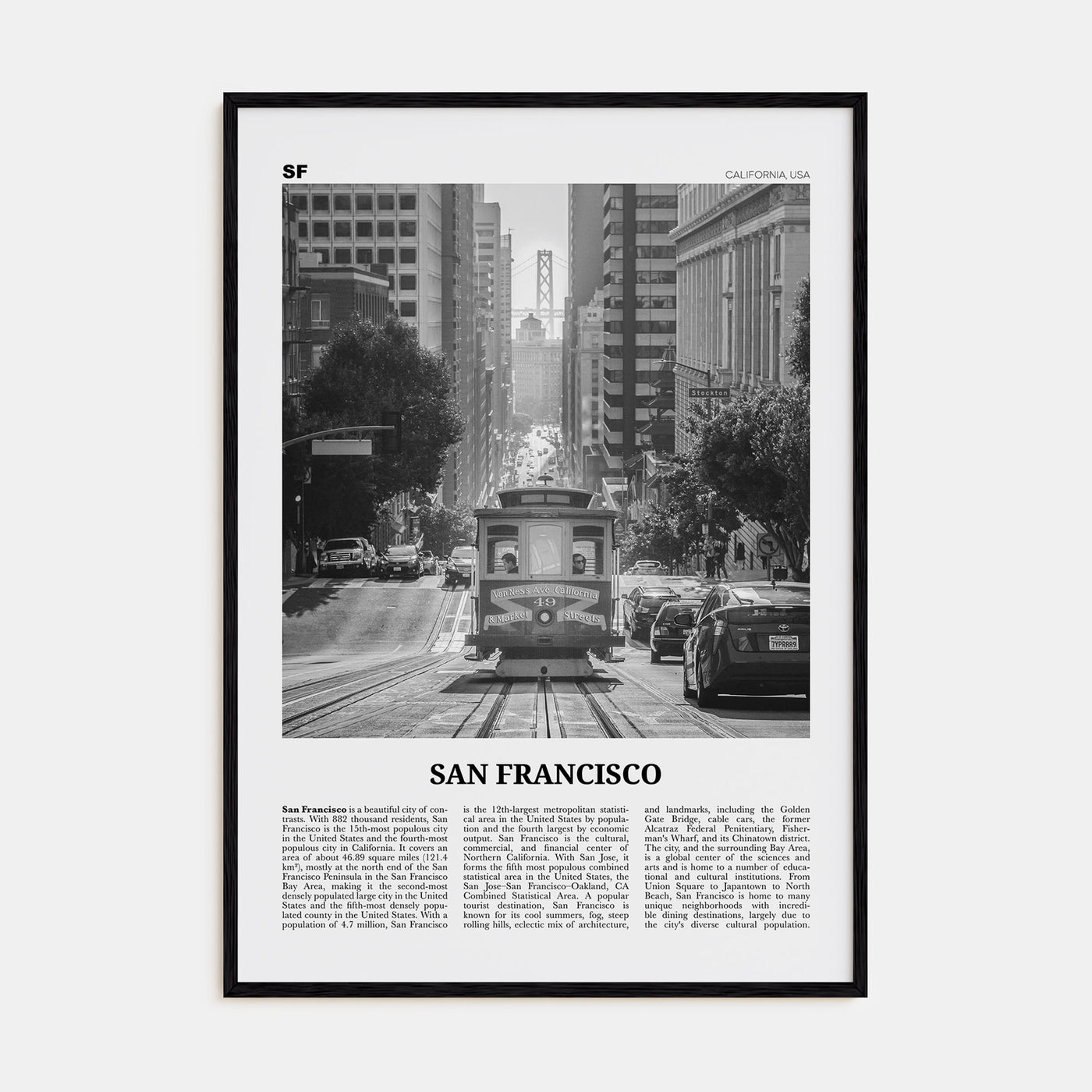 San Francisco Travel B&W No 2 Poster
