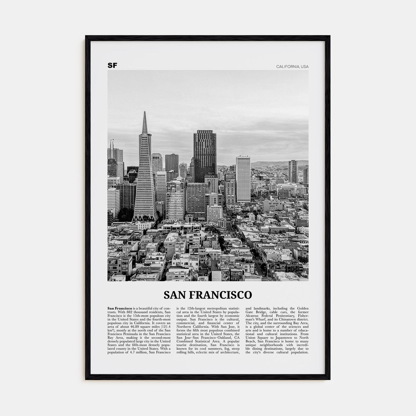 San Francisco Travel B&W No 3 Poster