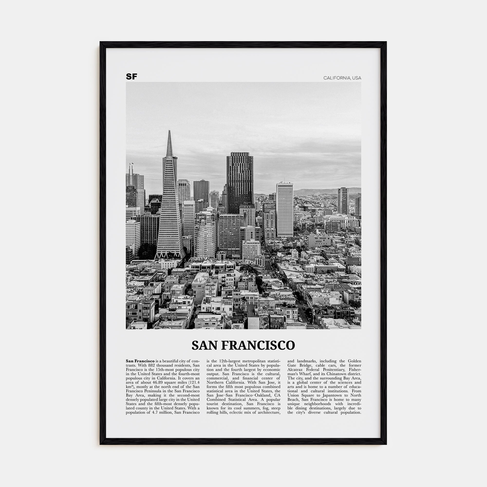 San Francisco Travel B&W No 3 Poster