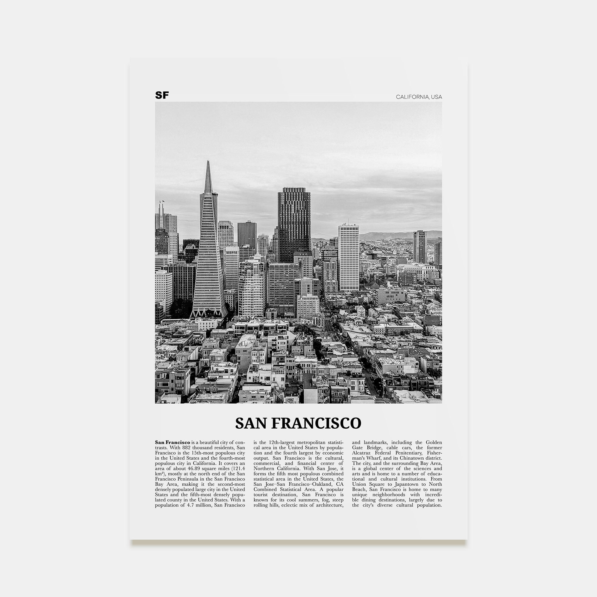 San Francisco Travel B&W No 3 Poster