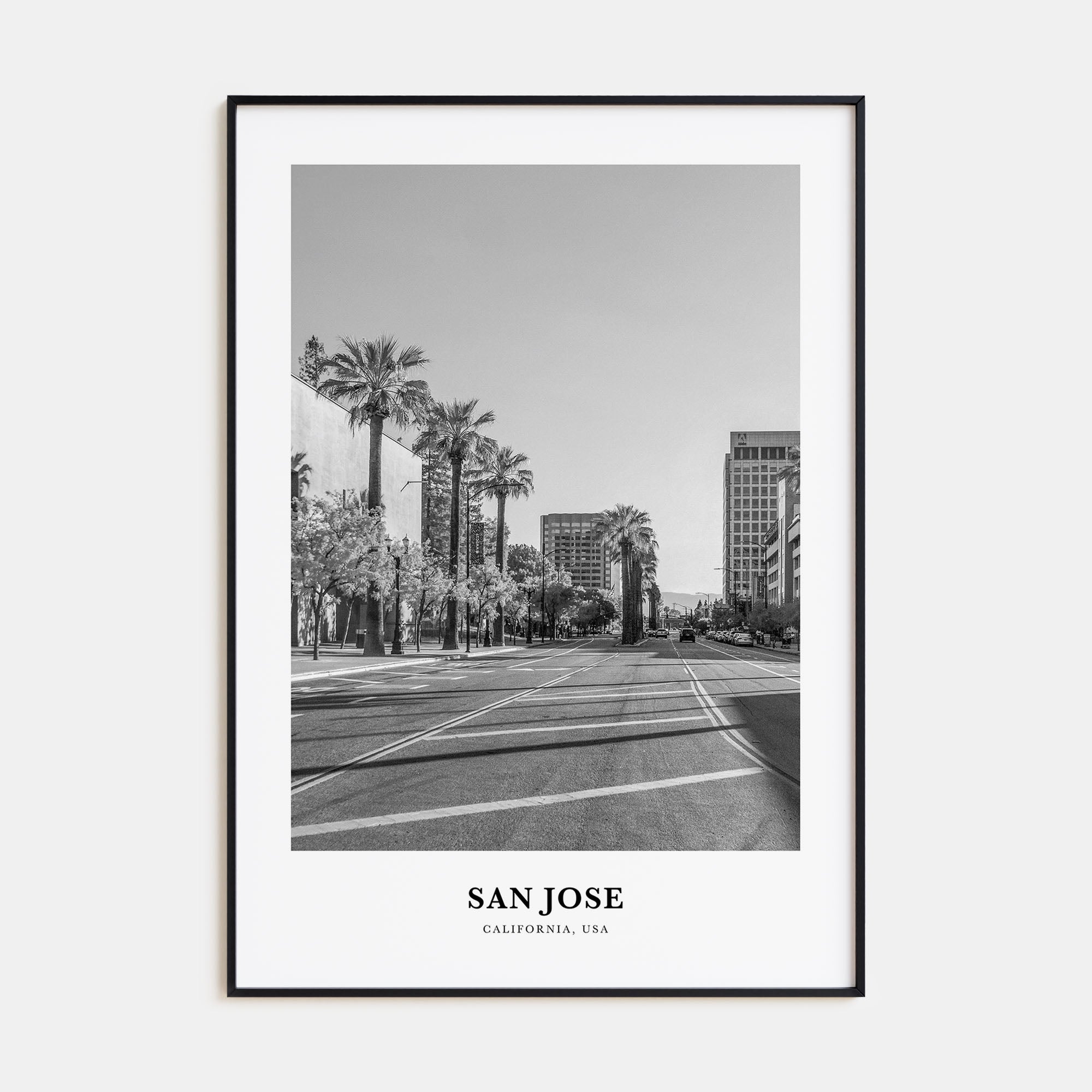 San Jose, California Portrait B&W No 1 Poster