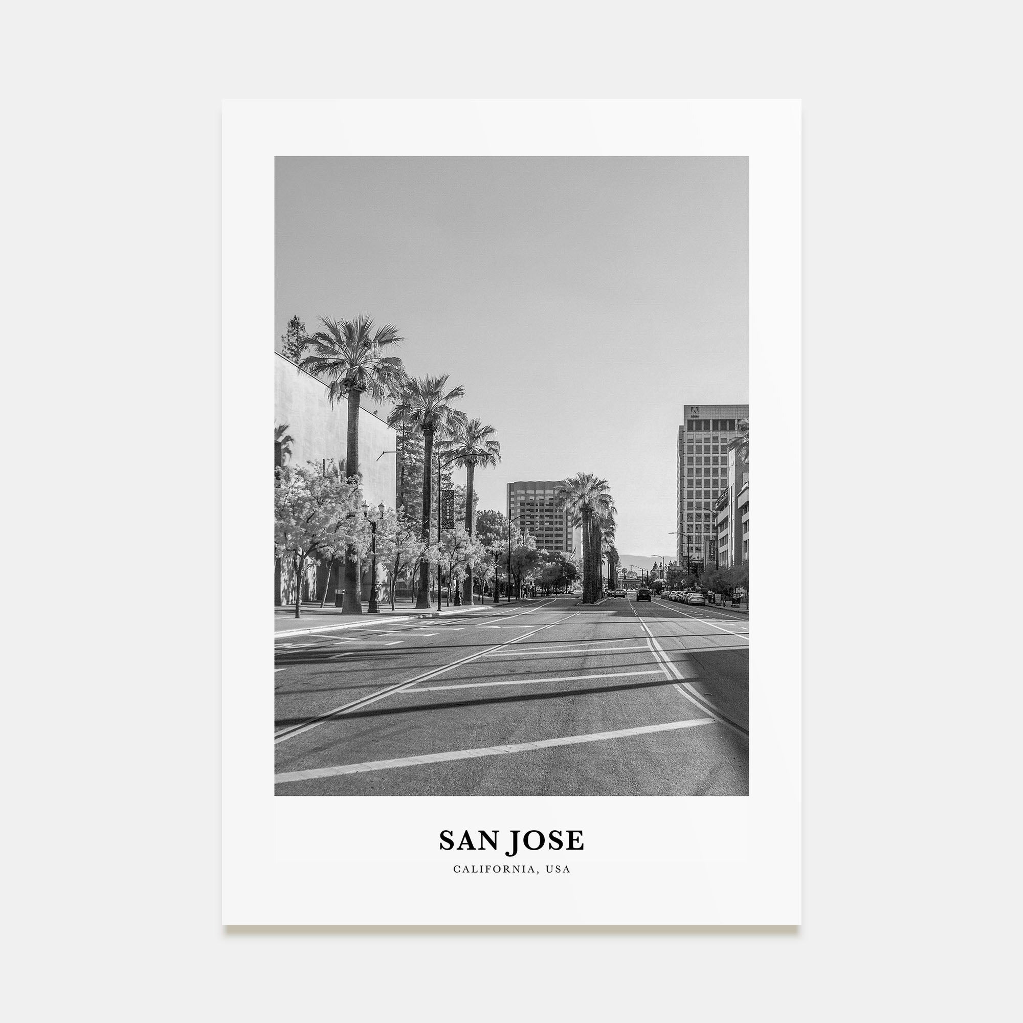 San Jose, California Portrait B&W No 1 Poster