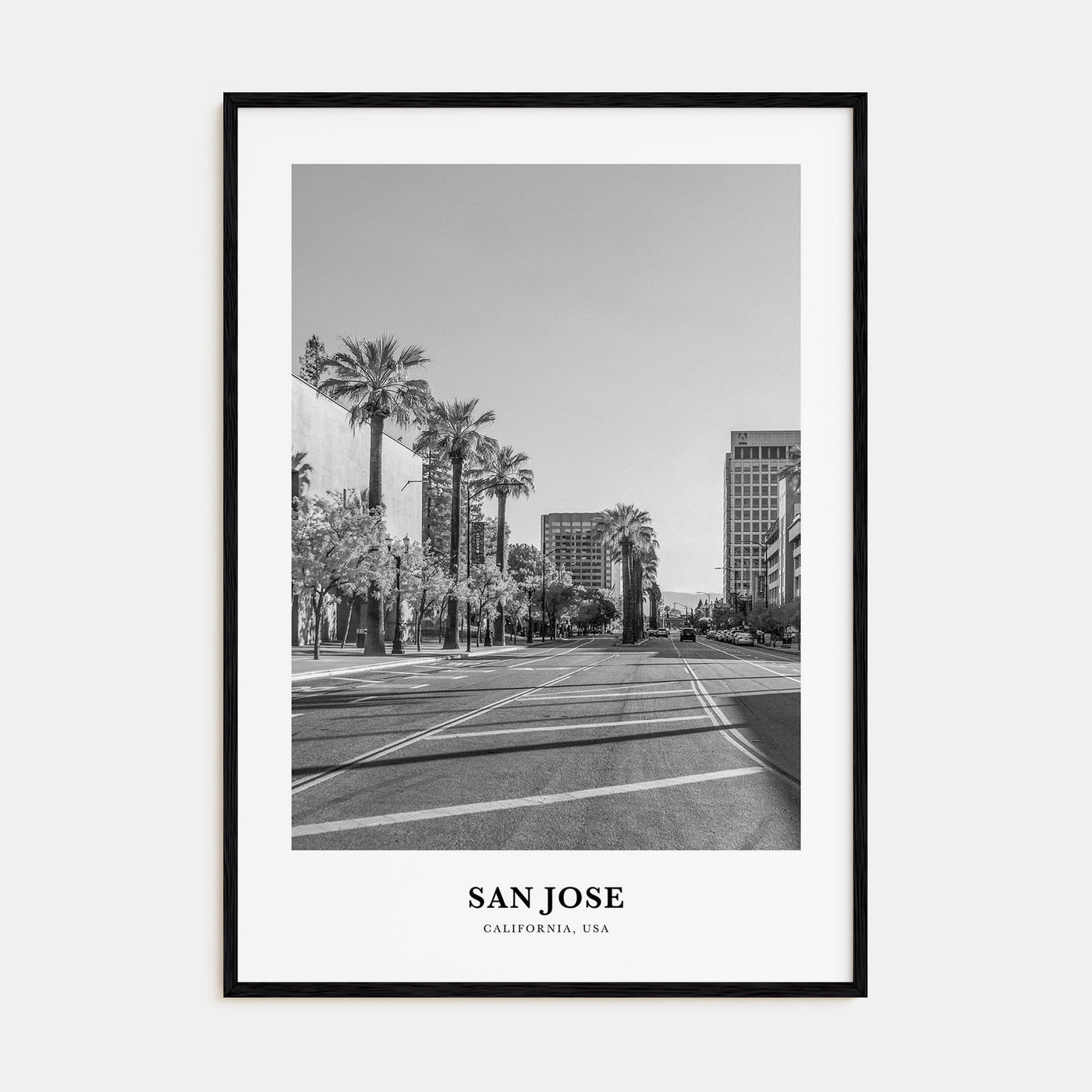 San Jose, California Portrait B&W No 1 Poster
