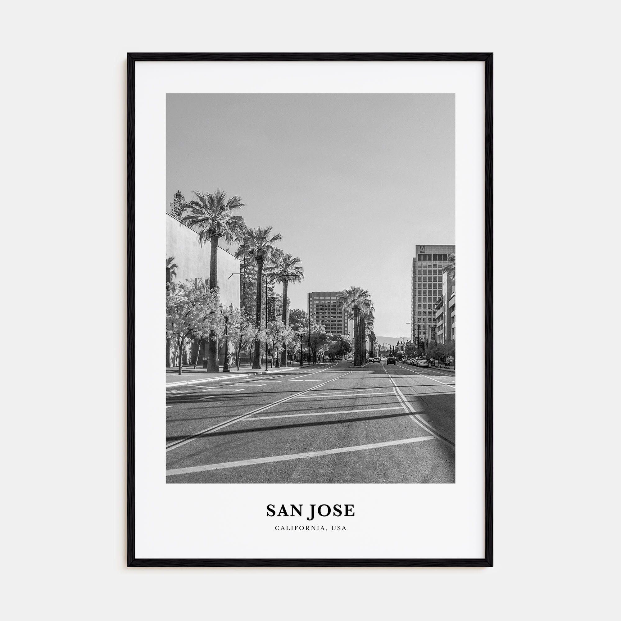 San Jose, California Portrait B&W No 1 Poster