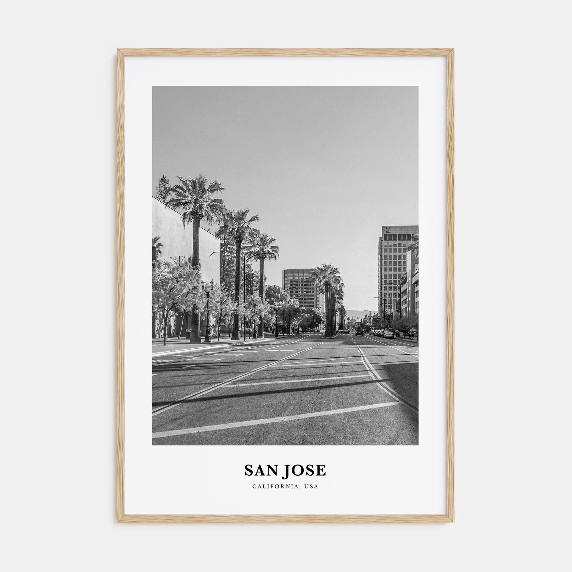 San Jose, California Portrait B&W No 1 Poster