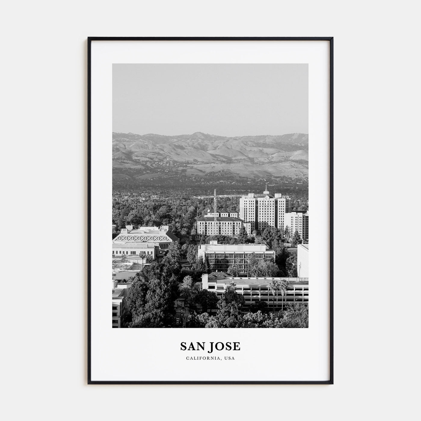 San Jose, California Portrait B&W No 2 Poster