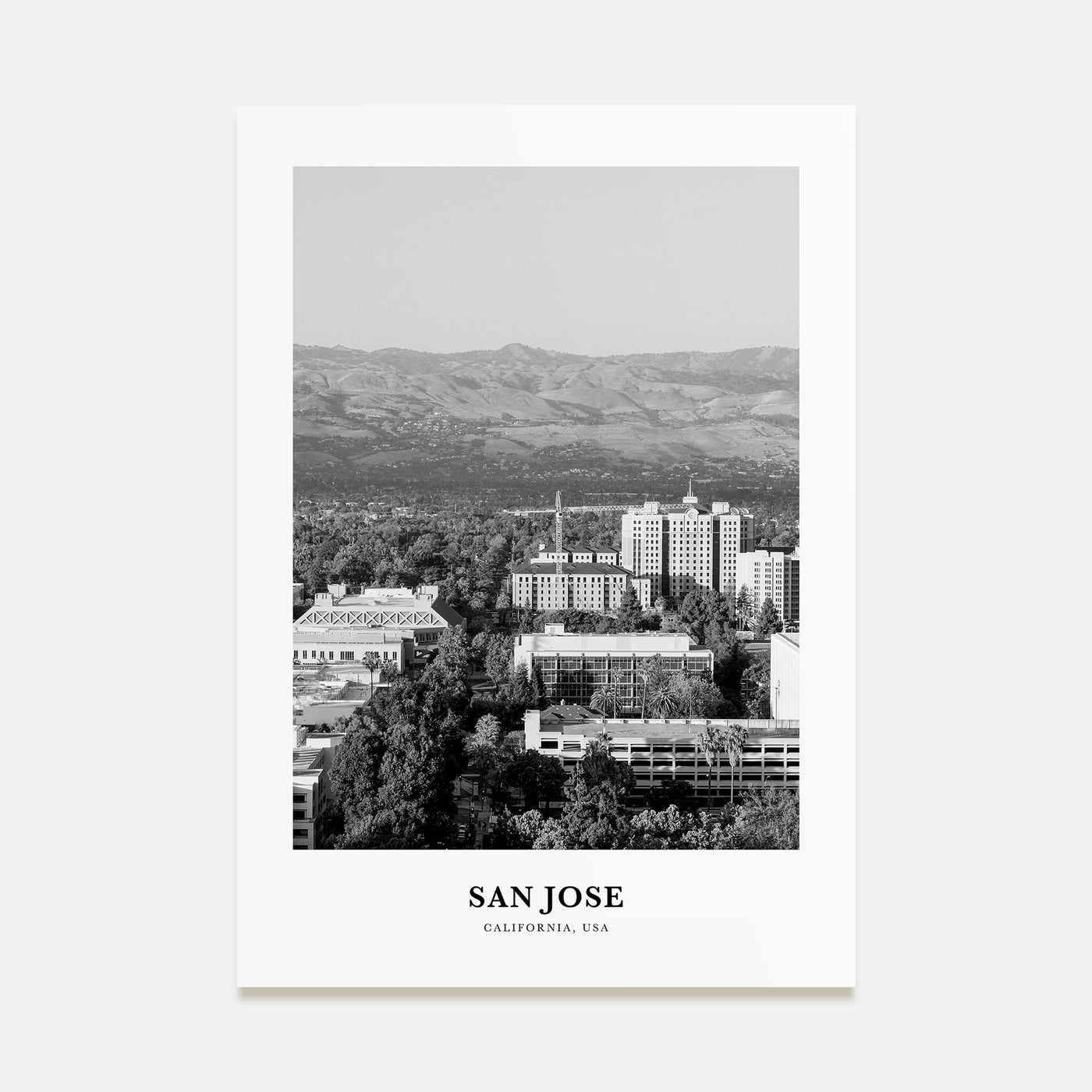 San Jose, California Portrait B&W No 2 Poster