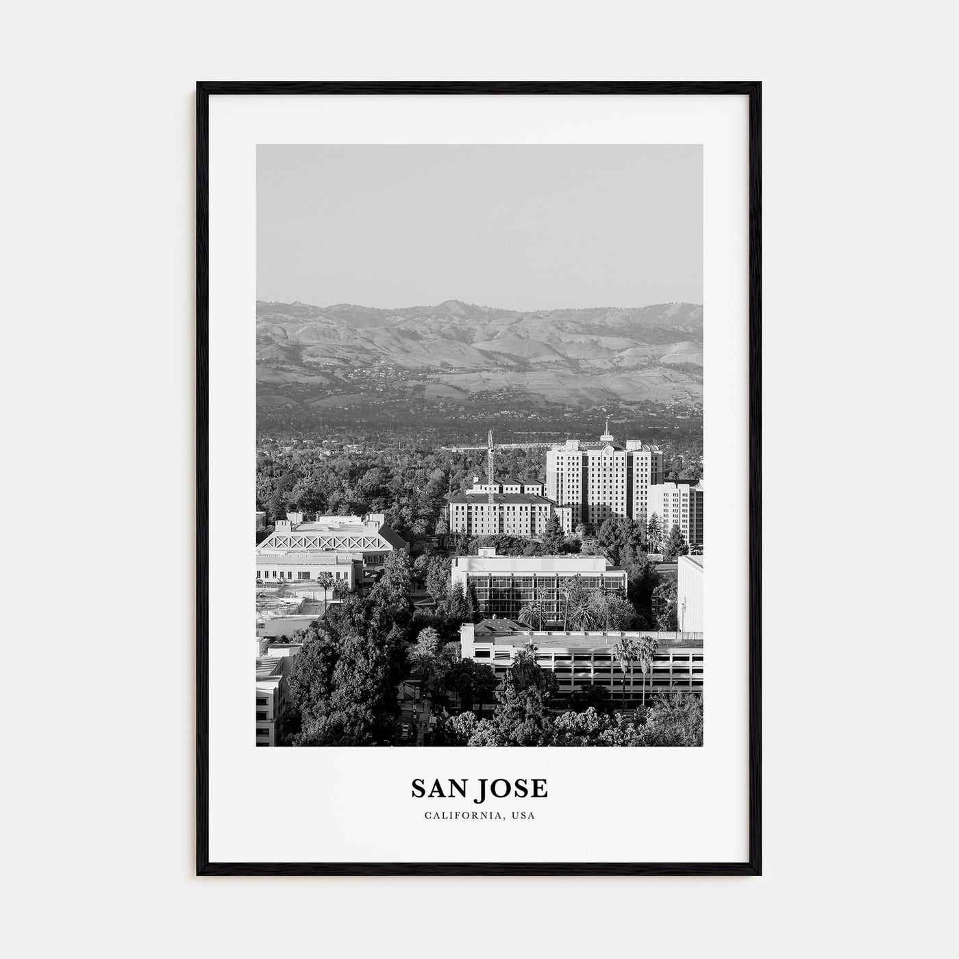 San Jose, California Portrait B&W No 2 Poster