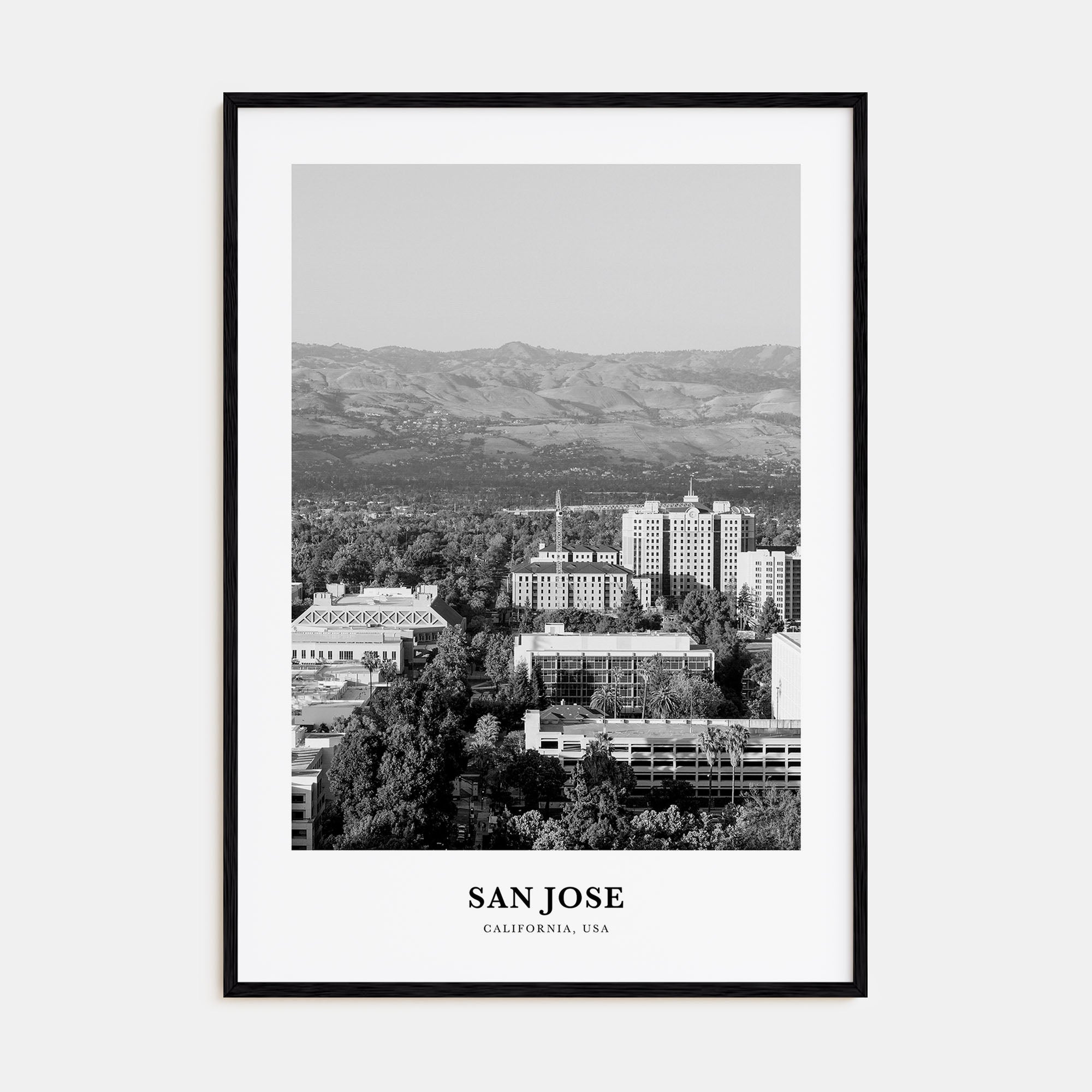 San Jose, California Portrait B&W No 2 Poster