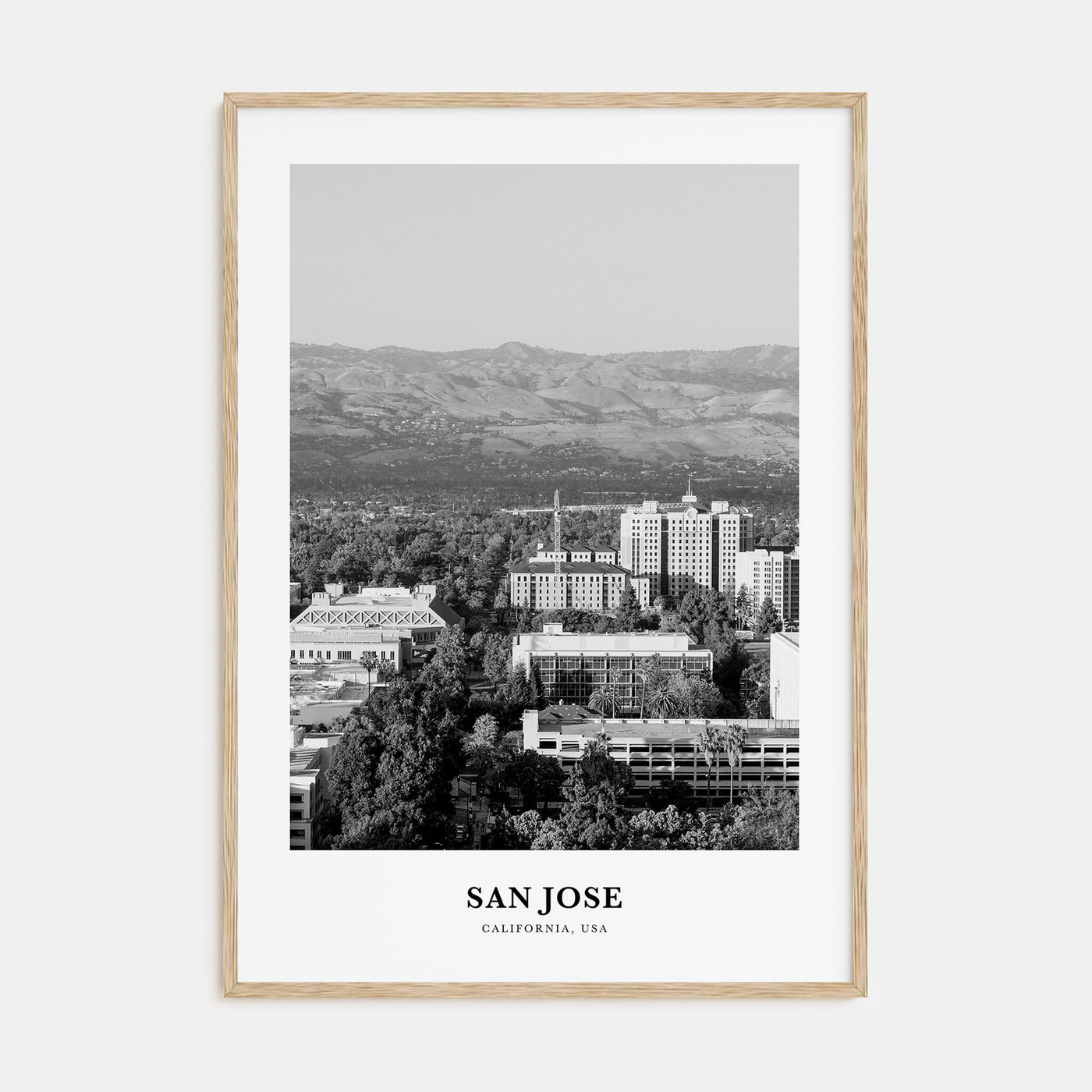 San Jose, California Portrait B&W No 2 Poster