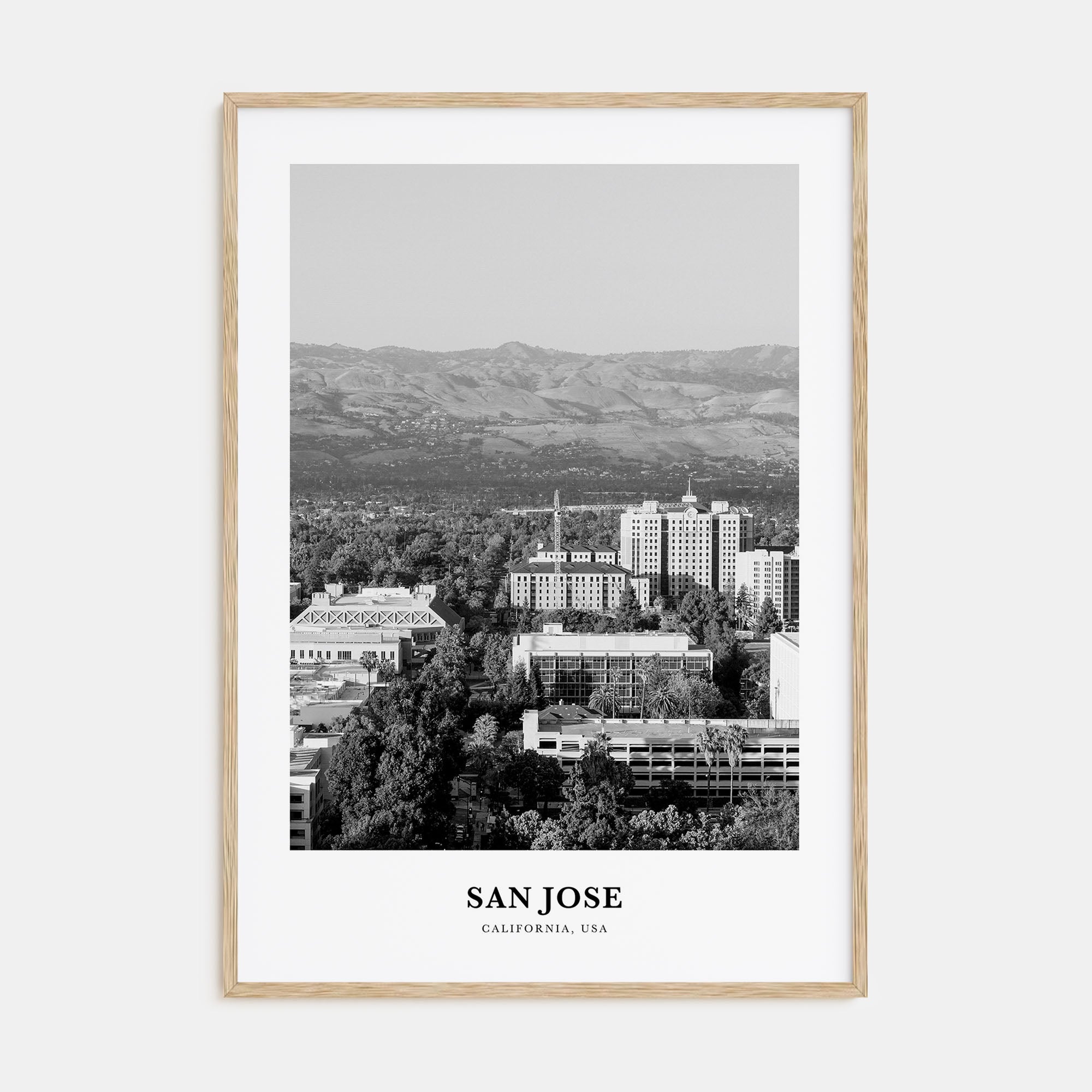 San Jose, California Portrait B&W No 2 Poster