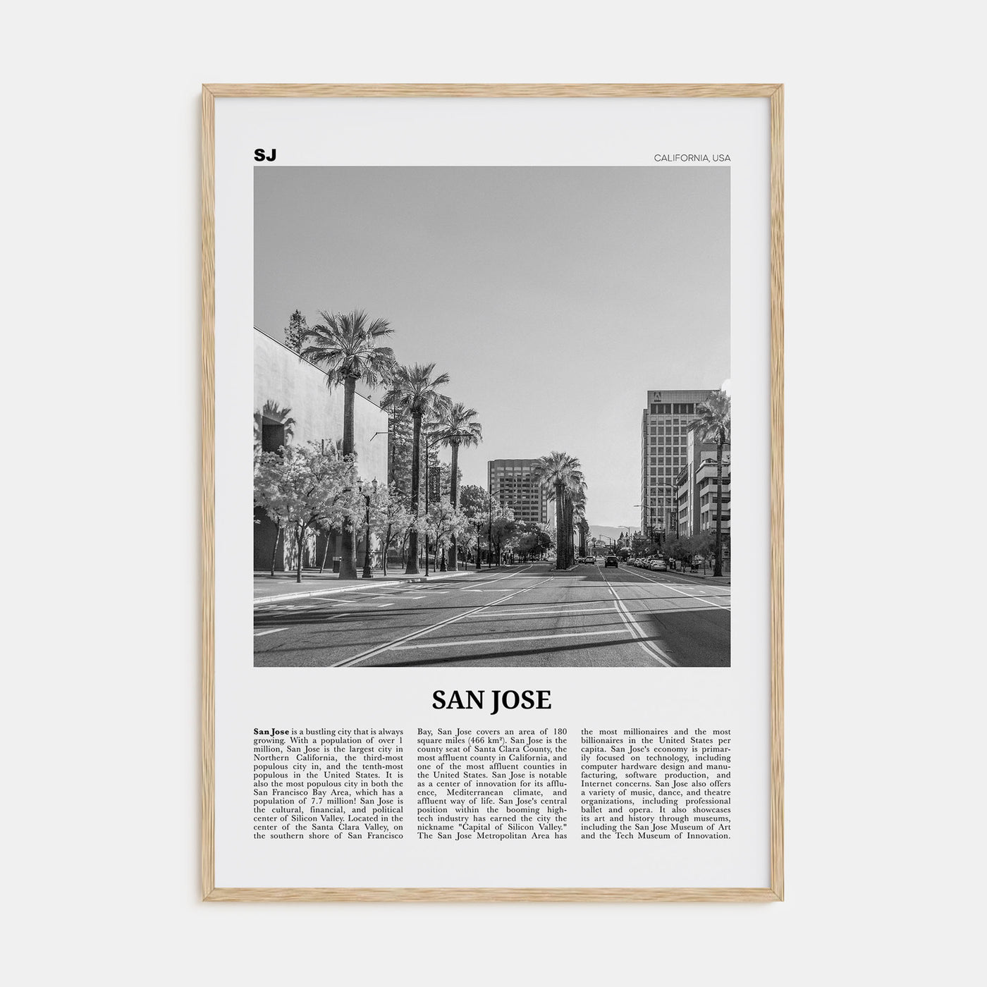San Jose, California Travel B&W No 1 Poster