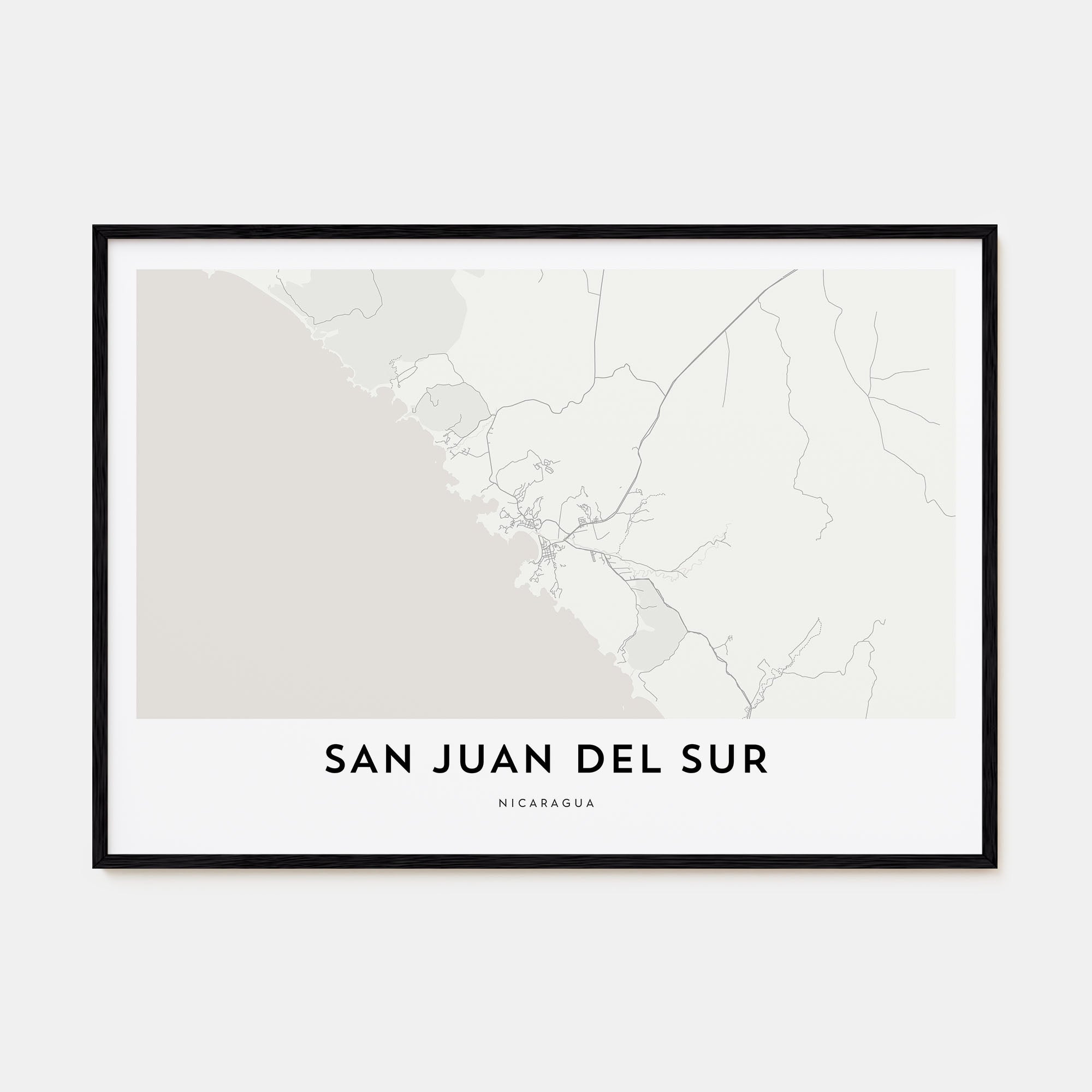 San Juan del Sur Map Landscape Poster