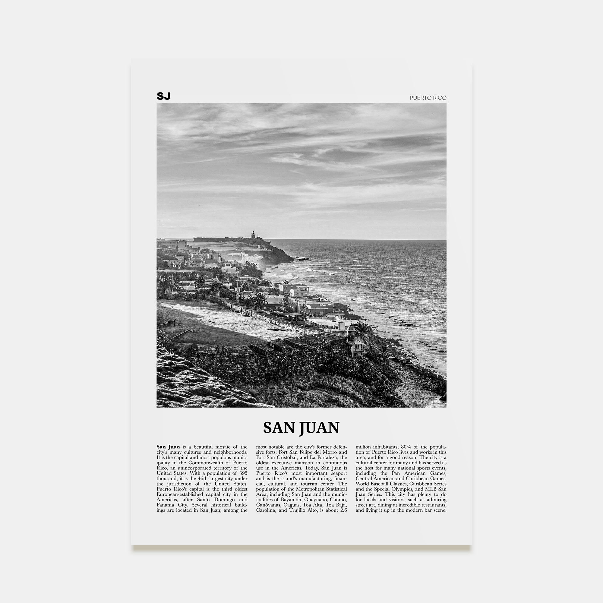 San Juan Travel B&W Poster