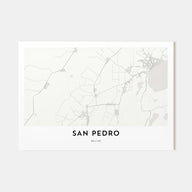 San Pedro, Belize Map Landscape Poster