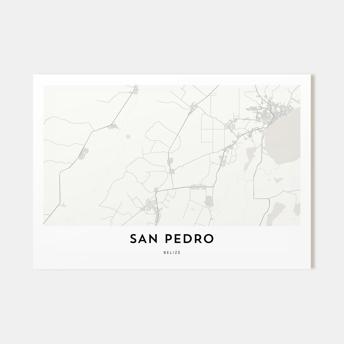 San Pedro, Belize Map Landscape Poster