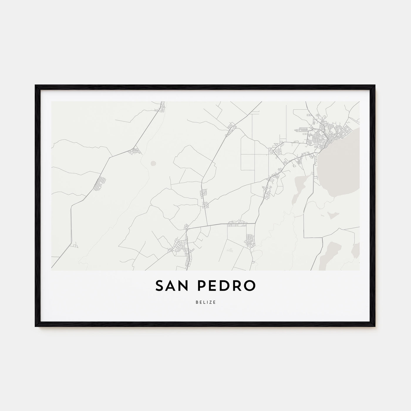 San Pedro, Belize Map Landscape Poster