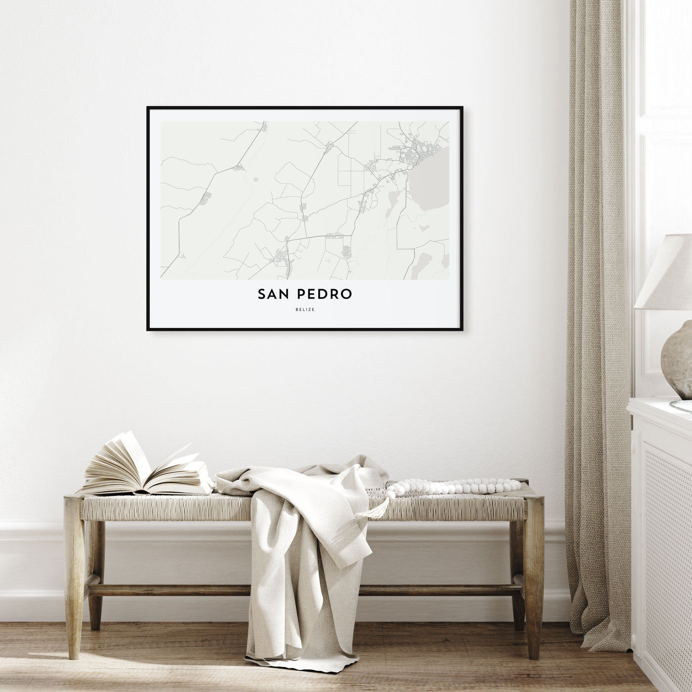 San Pedro, Belize Map Landscape Poster