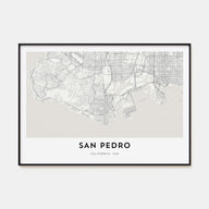 San Pedro, California Map Landscape Poster