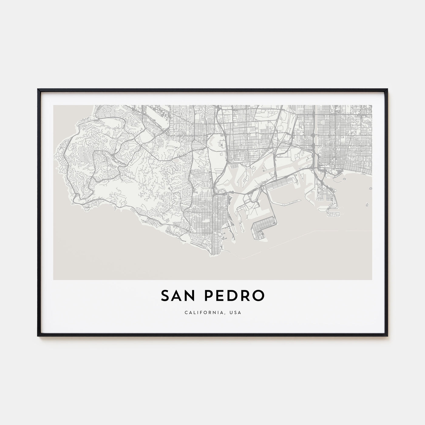 San Pedro, California Map Landscape Poster
