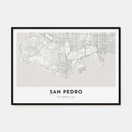 San Pedro, California Map Landscape Poster