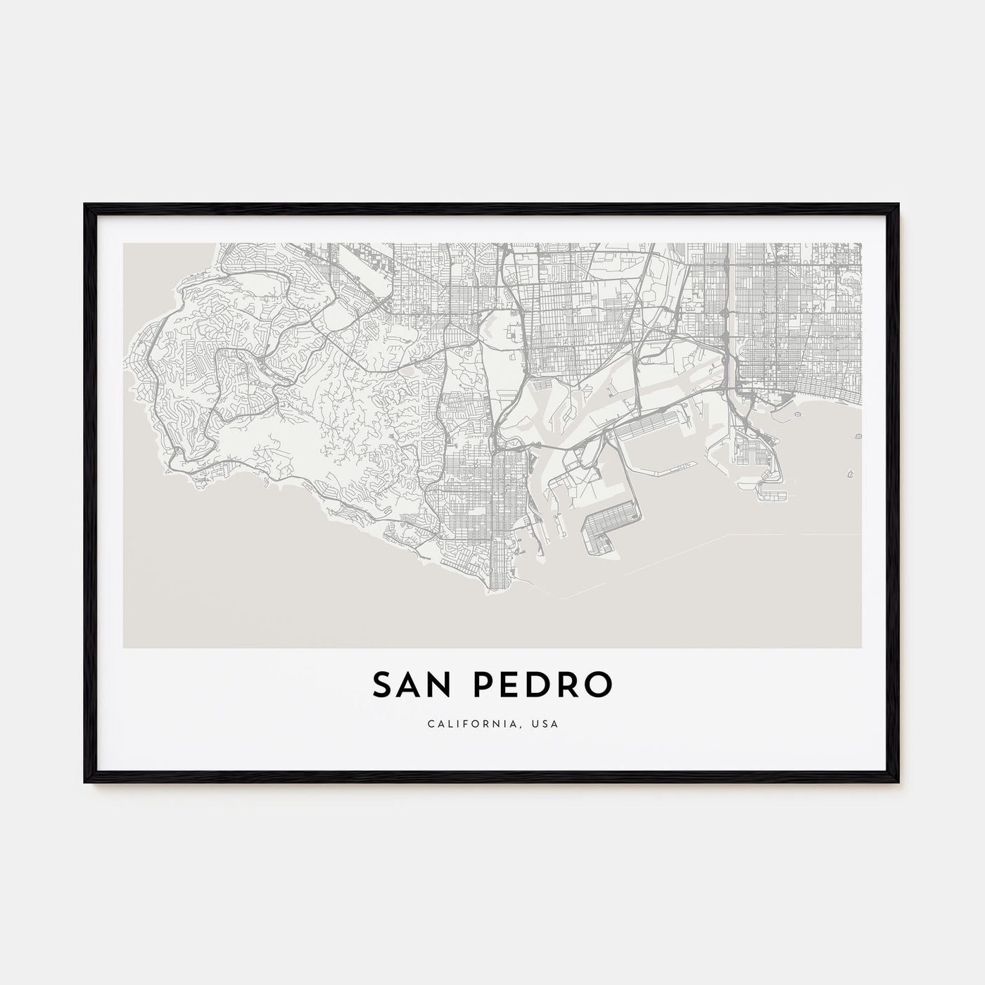 San Pedro, California Map Landscape Poster