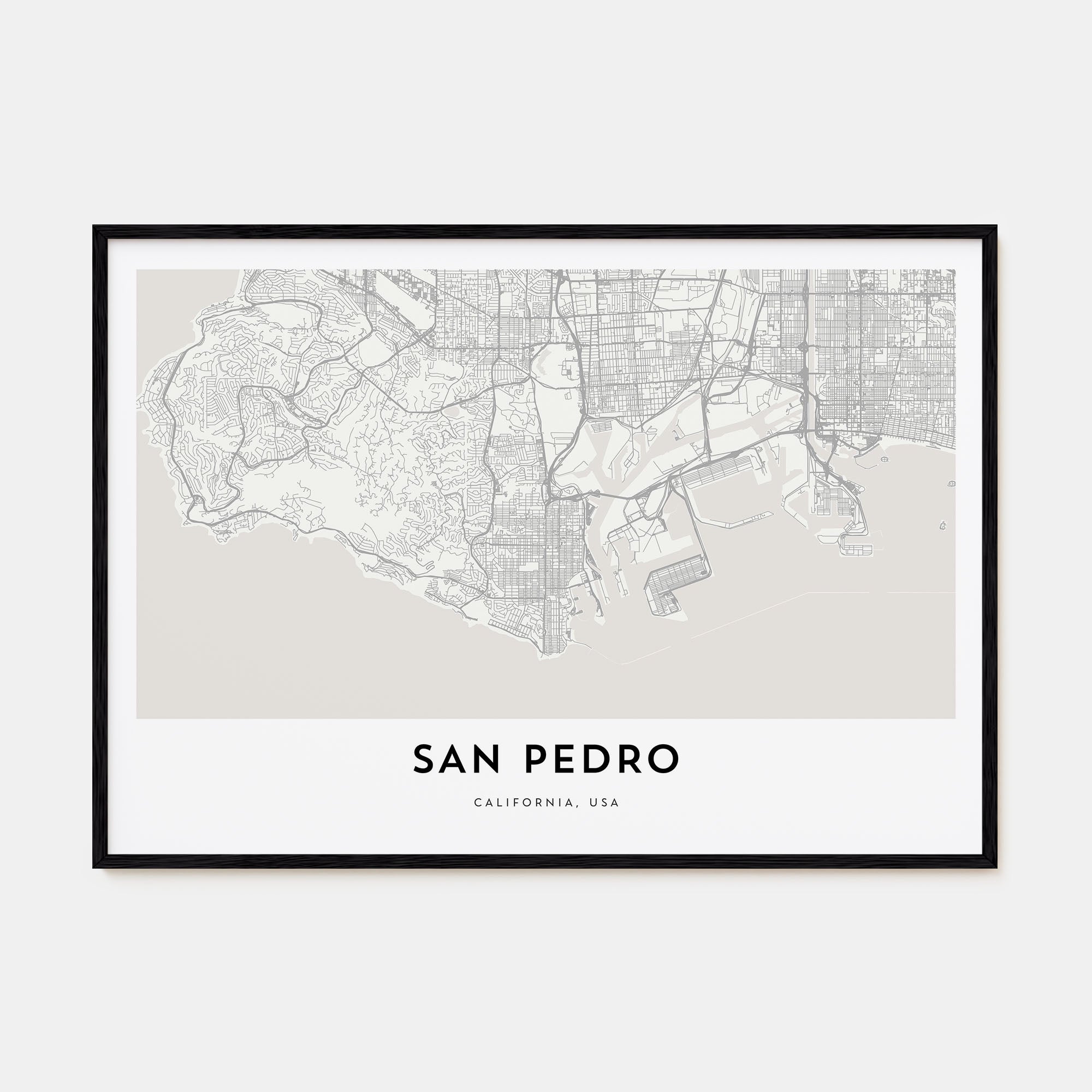 San Pedro, California Map Landscape Poster