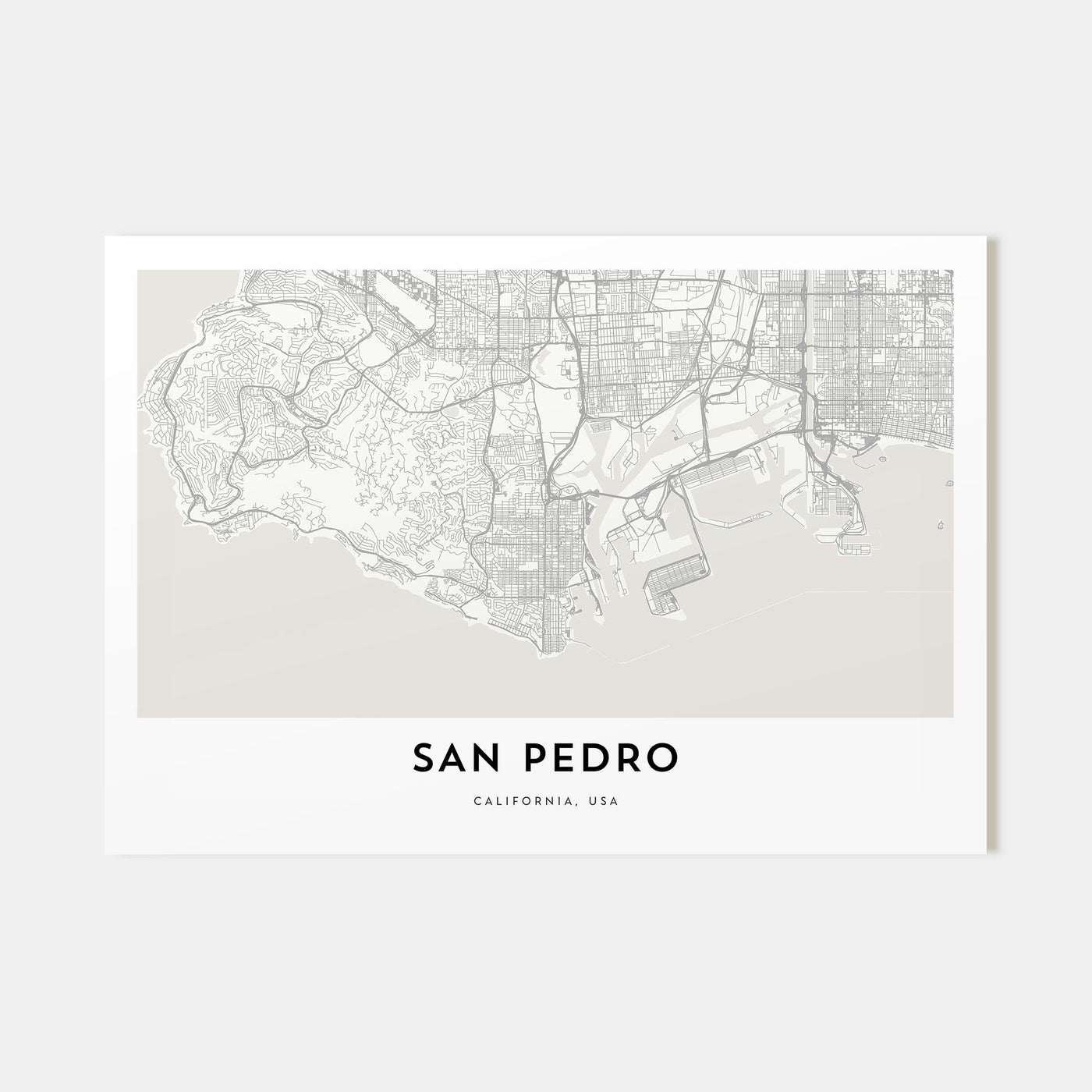 San Pedro, California Map Landscape Poster