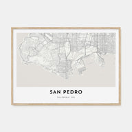 San Pedro, California Map Landscape Poster