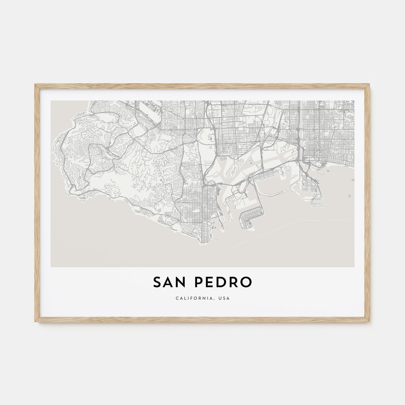 San Pedro, California Map Landscape Poster