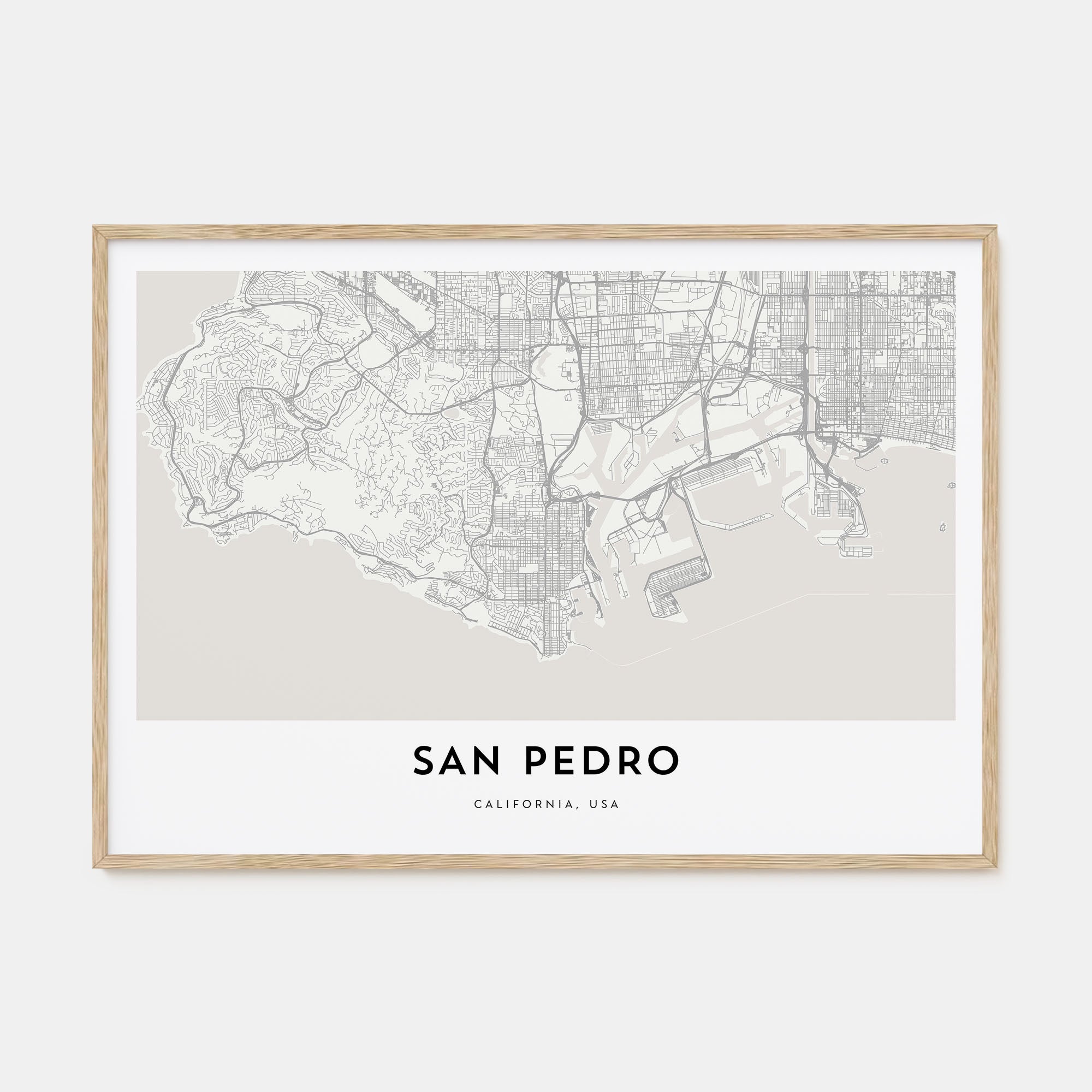 San Pedro, California Map Landscape Poster