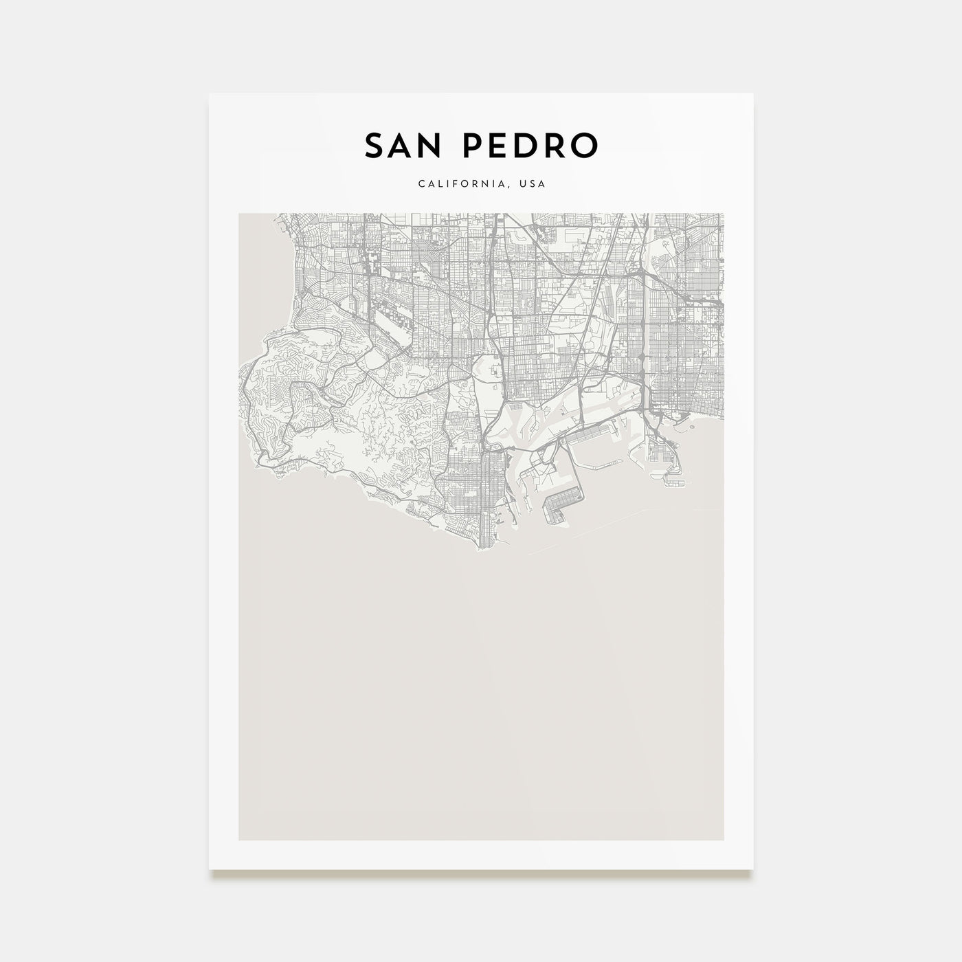 San Pedro, California Map Portrait Poster