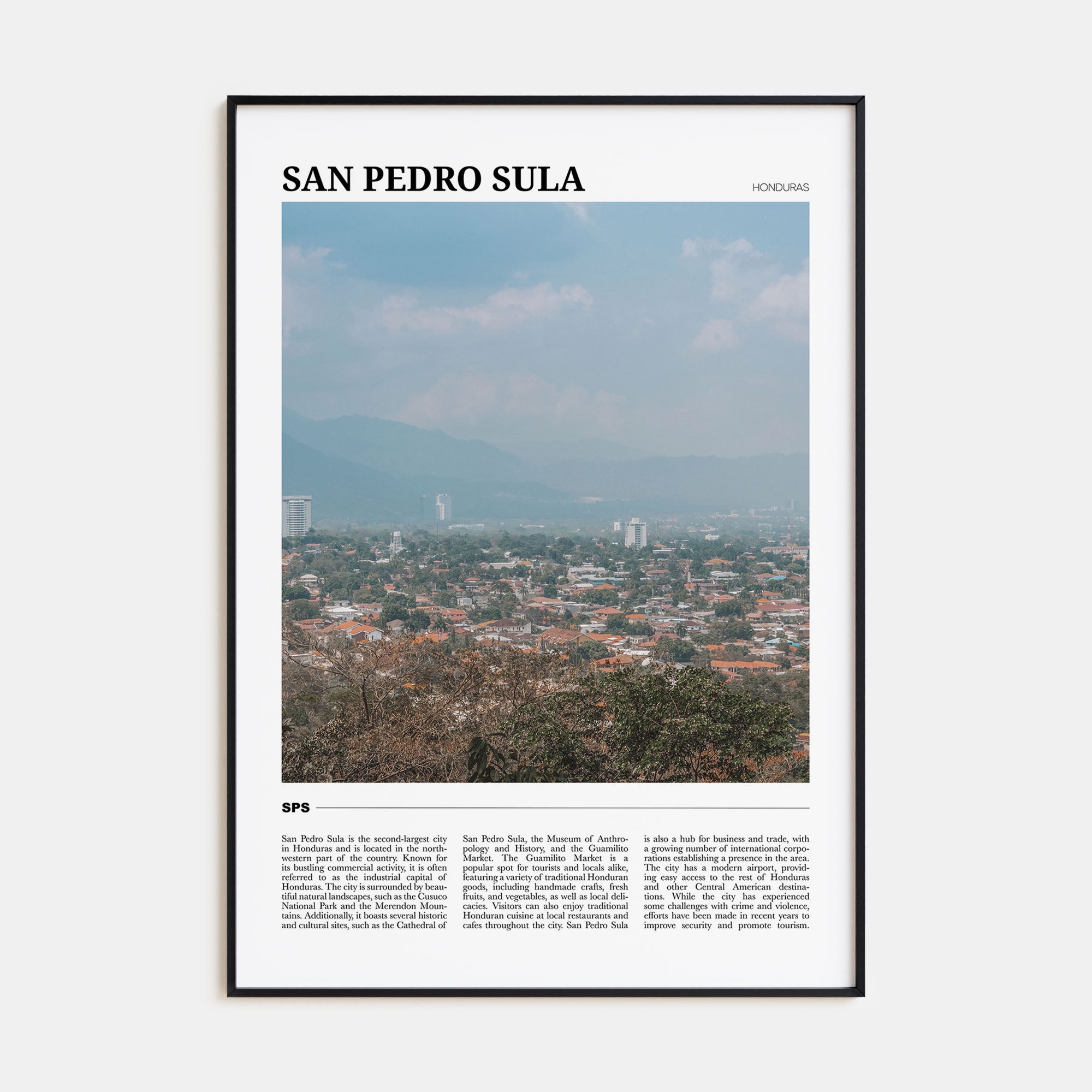 San Pedro Sula Travel Color Poster