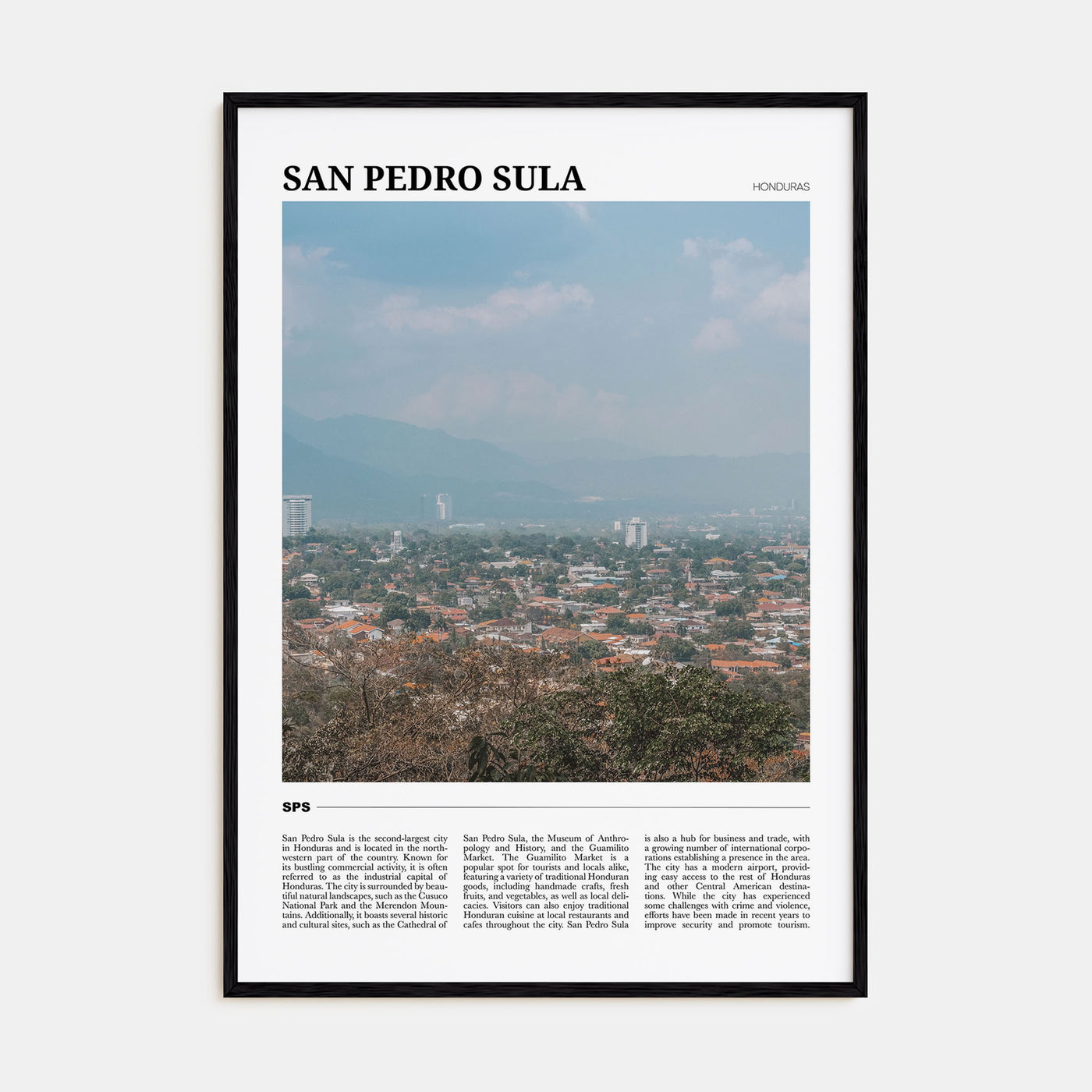 San Pedro Sula Travel Color Poster