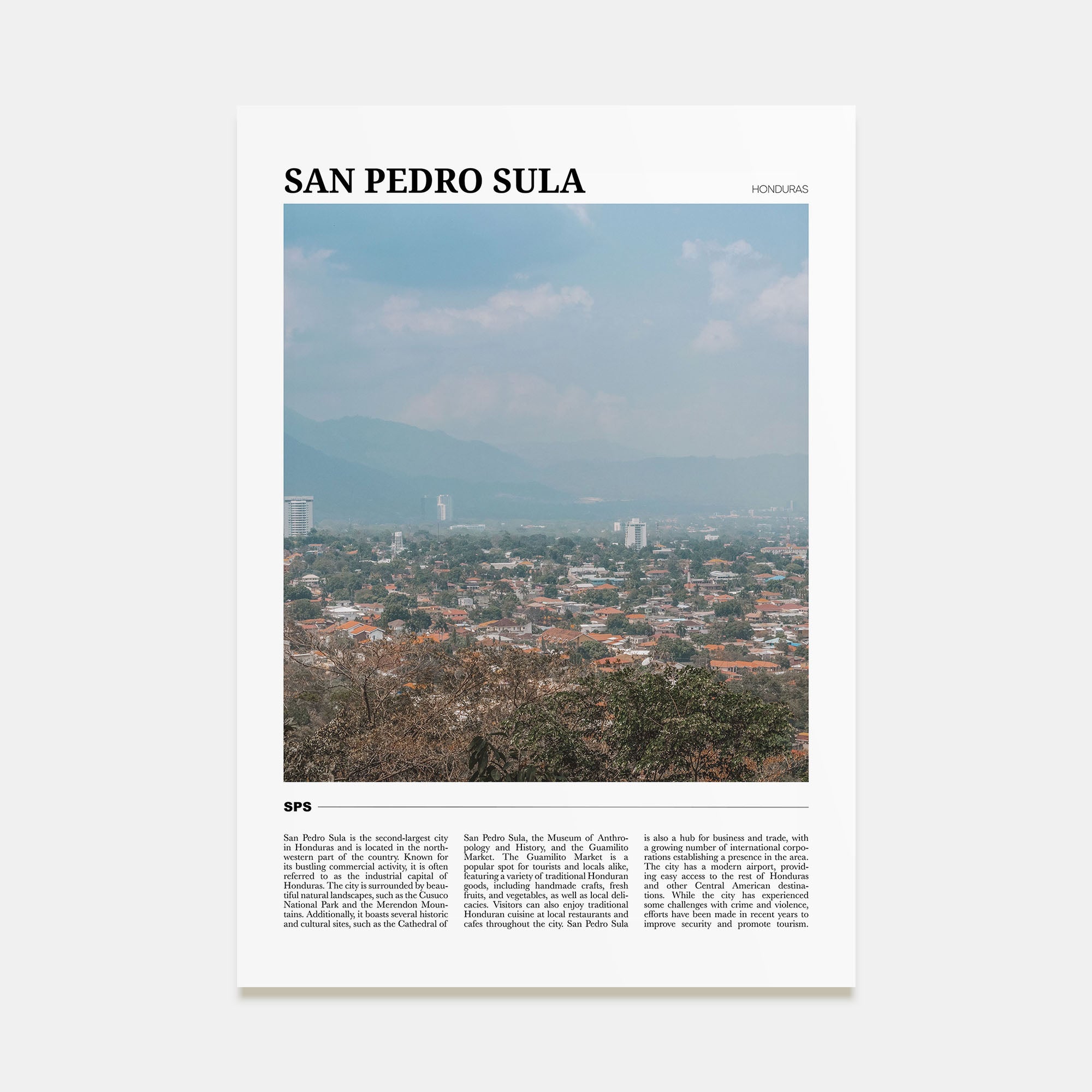 San Pedro Sula Travel Color Poster