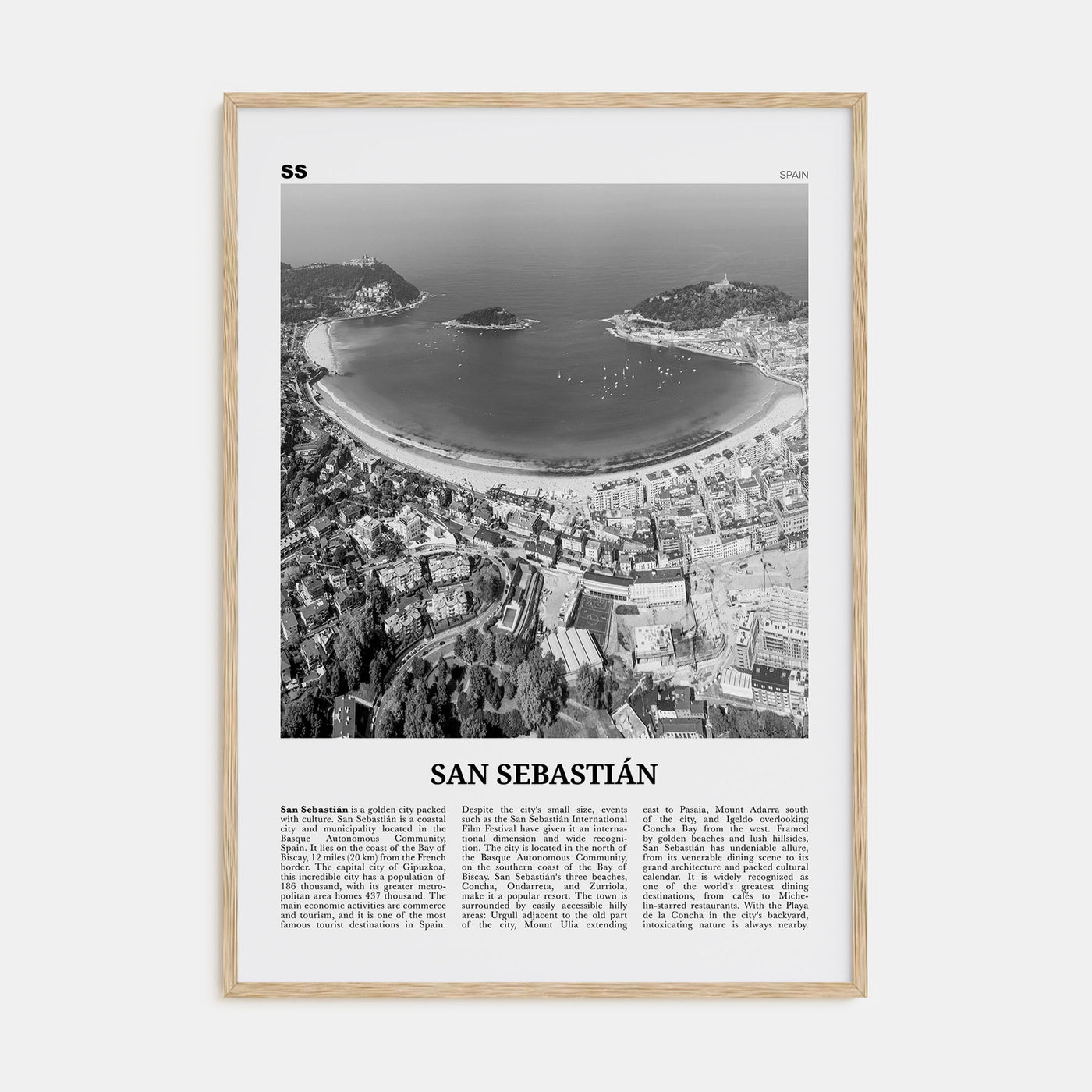 San Sebastián Travel B&W No 1 Poster