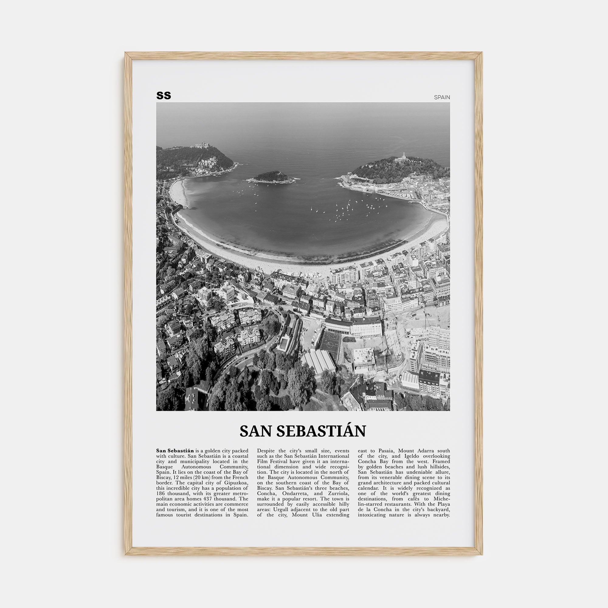 San Sebastián Travel B&W No 1 Poster