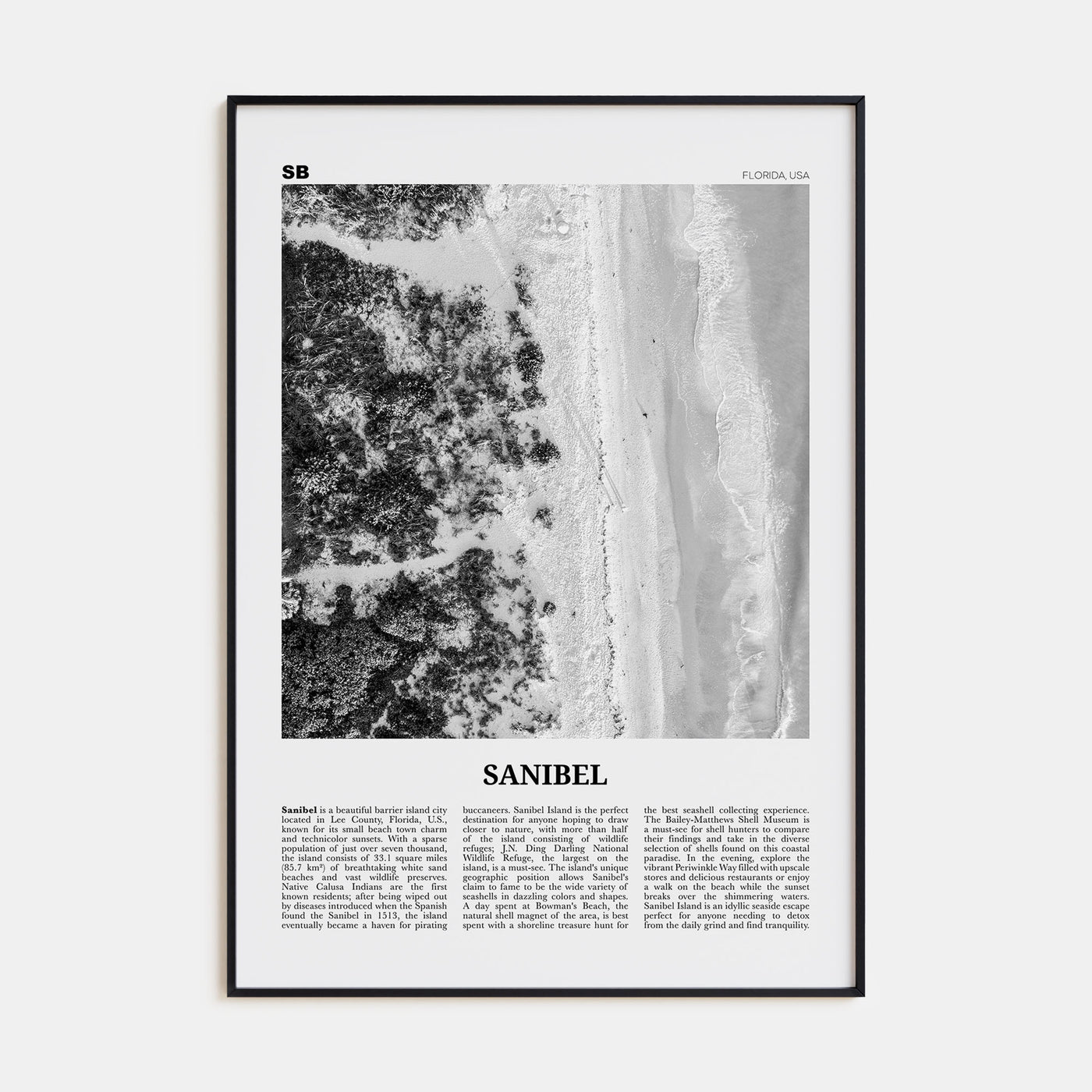 Sanibel Travel B&W Poster