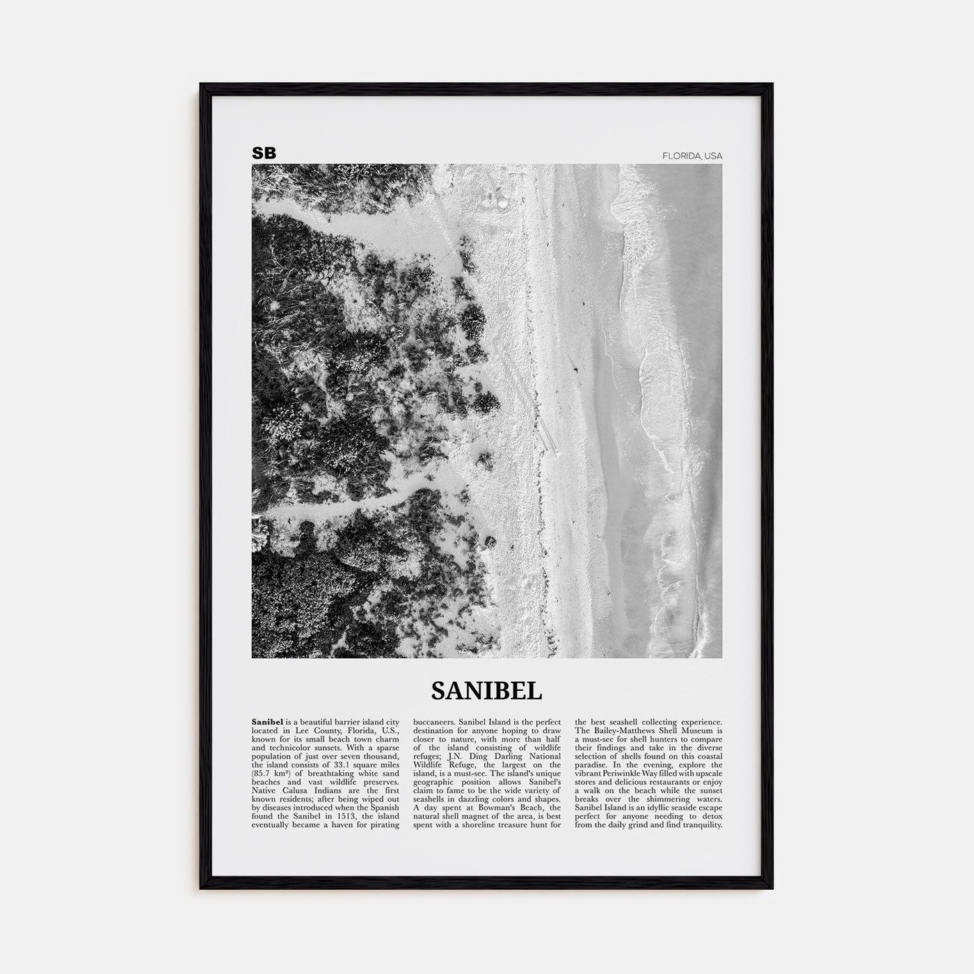 Sanibel Travel B&W Poster