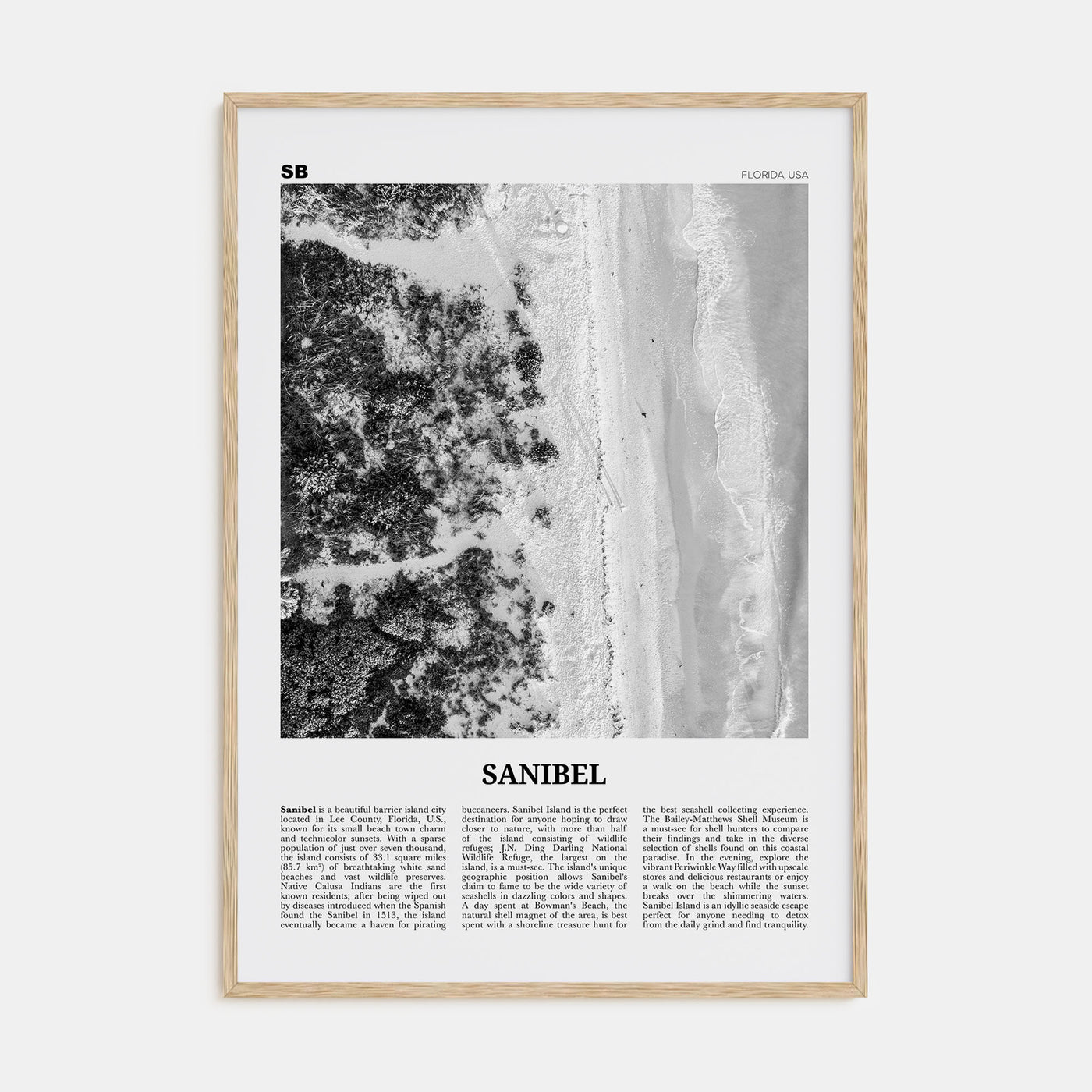 Sanibel Travel B&W Poster