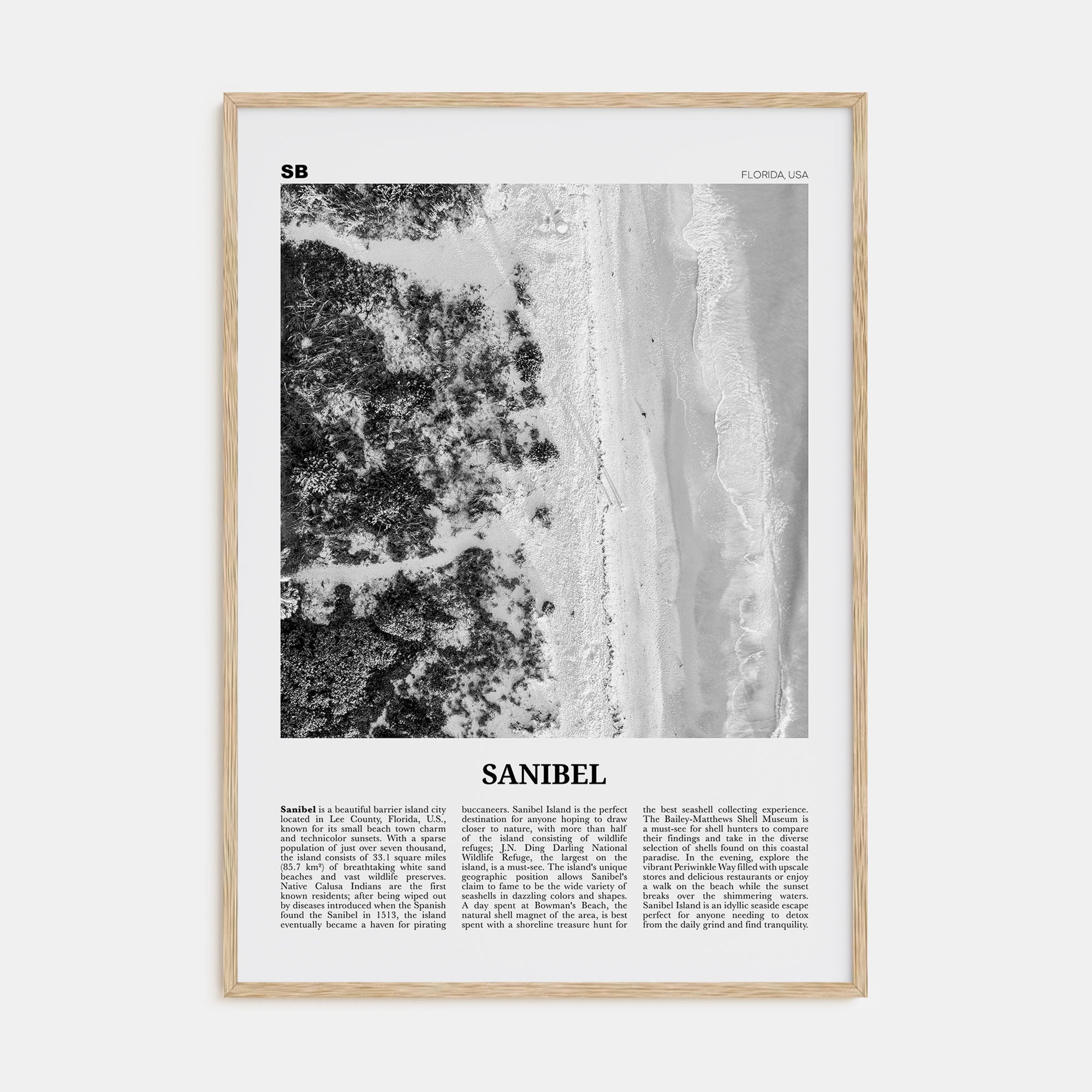 Sanibel Travel B&W Poster