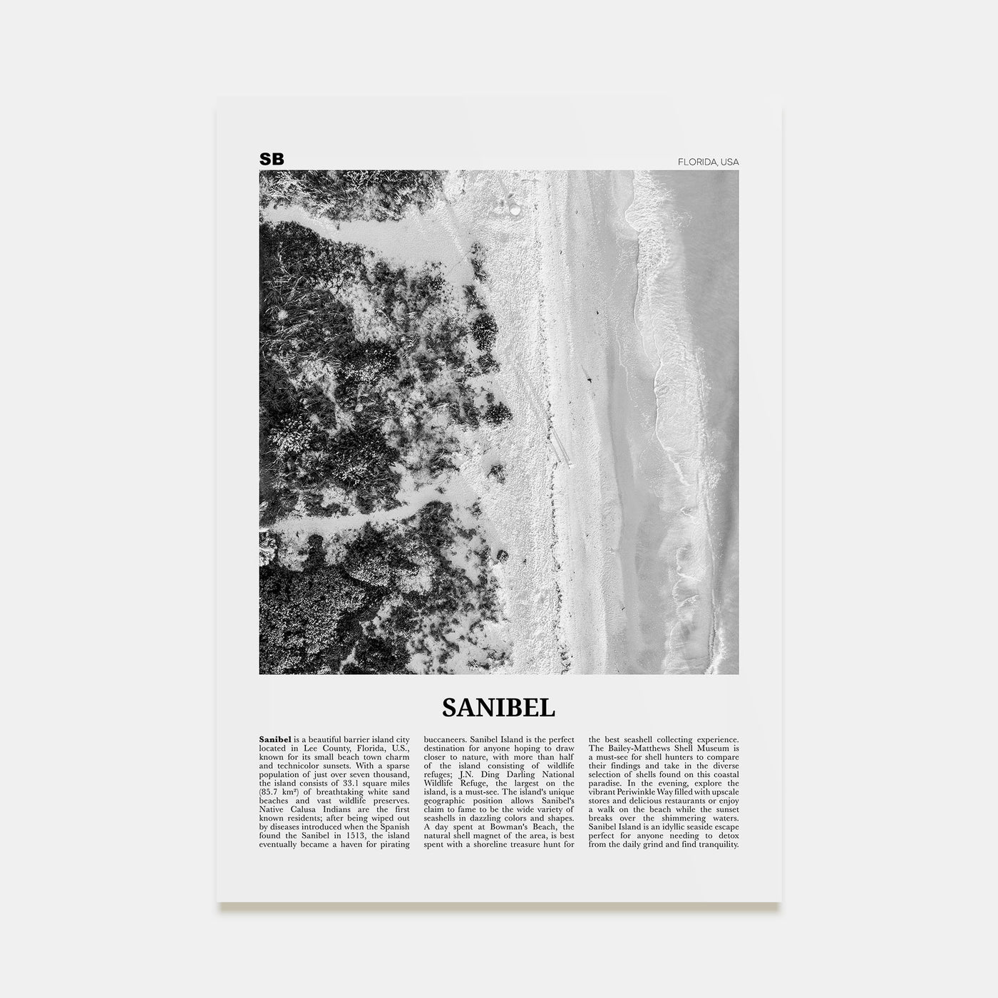 Sanibel Travel B&W Poster