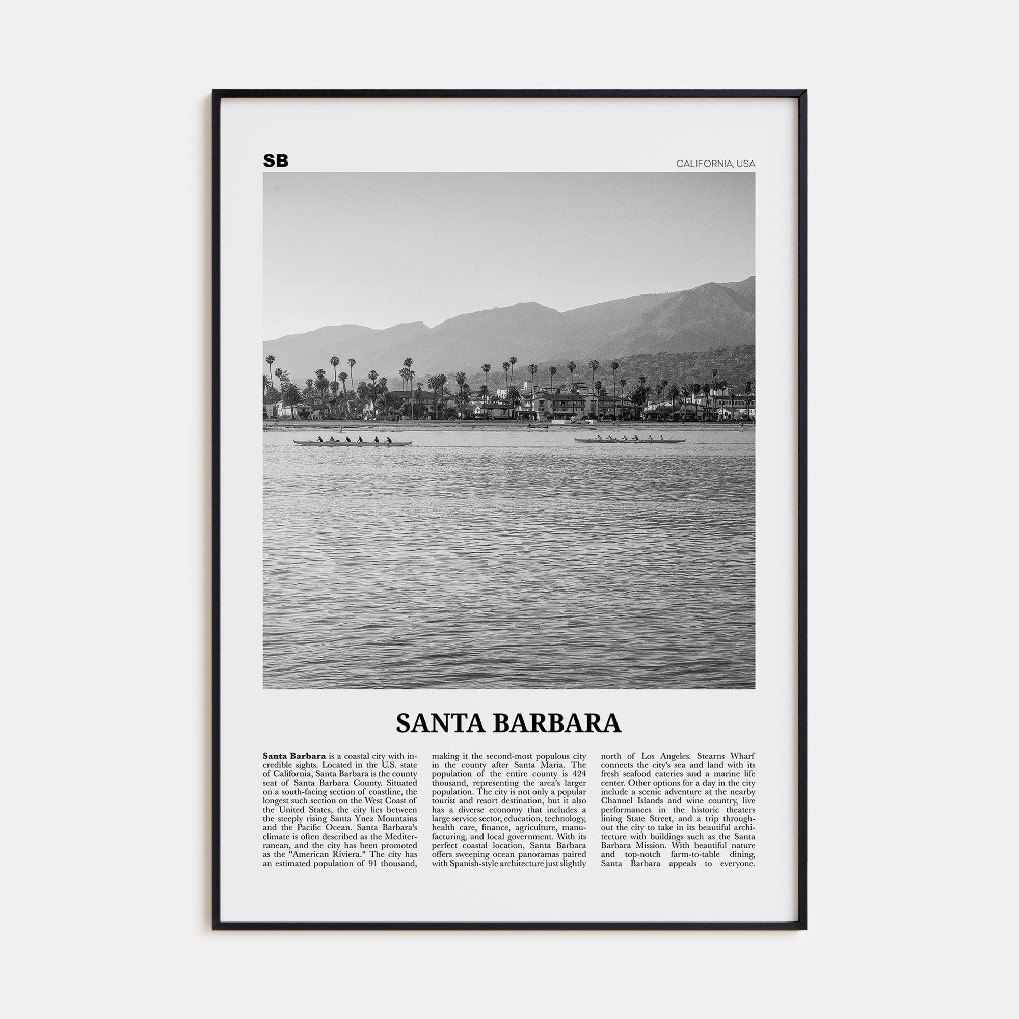 Santa Barbara Travel B&W No 3 Poster