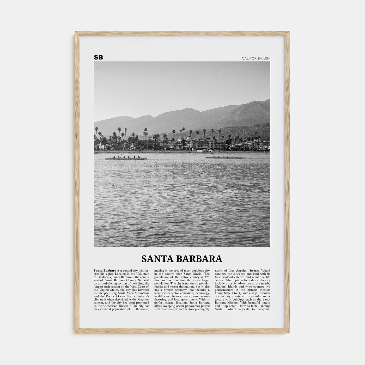 Santa Barbara Travel B&W No 3 Poster