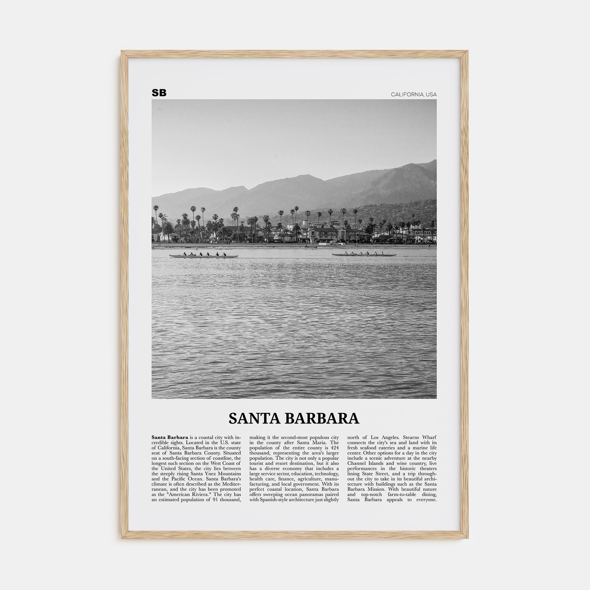 Santa Barbara Travel B&W No 3 Poster