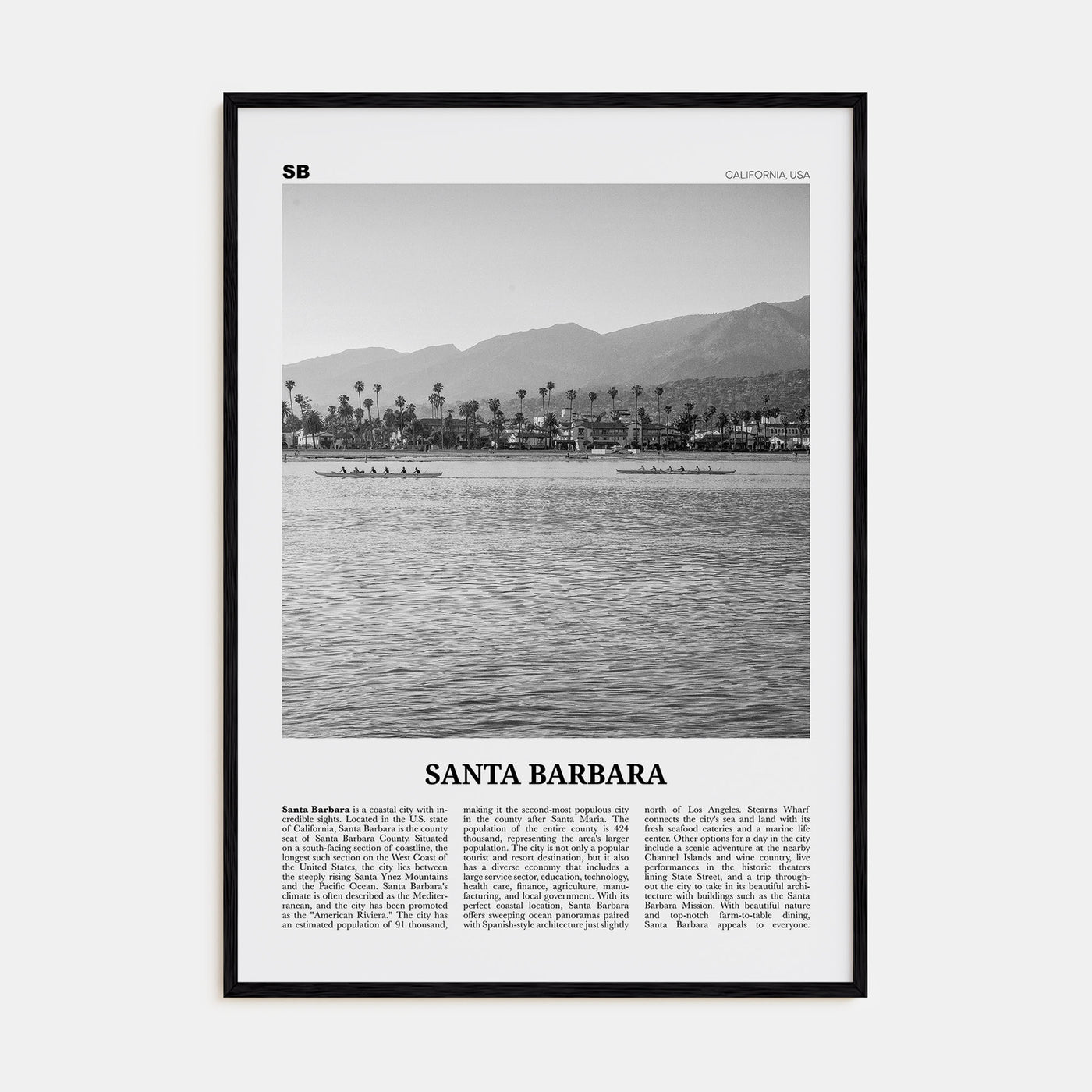 Santa Barbara Travel B&W No 3 Poster