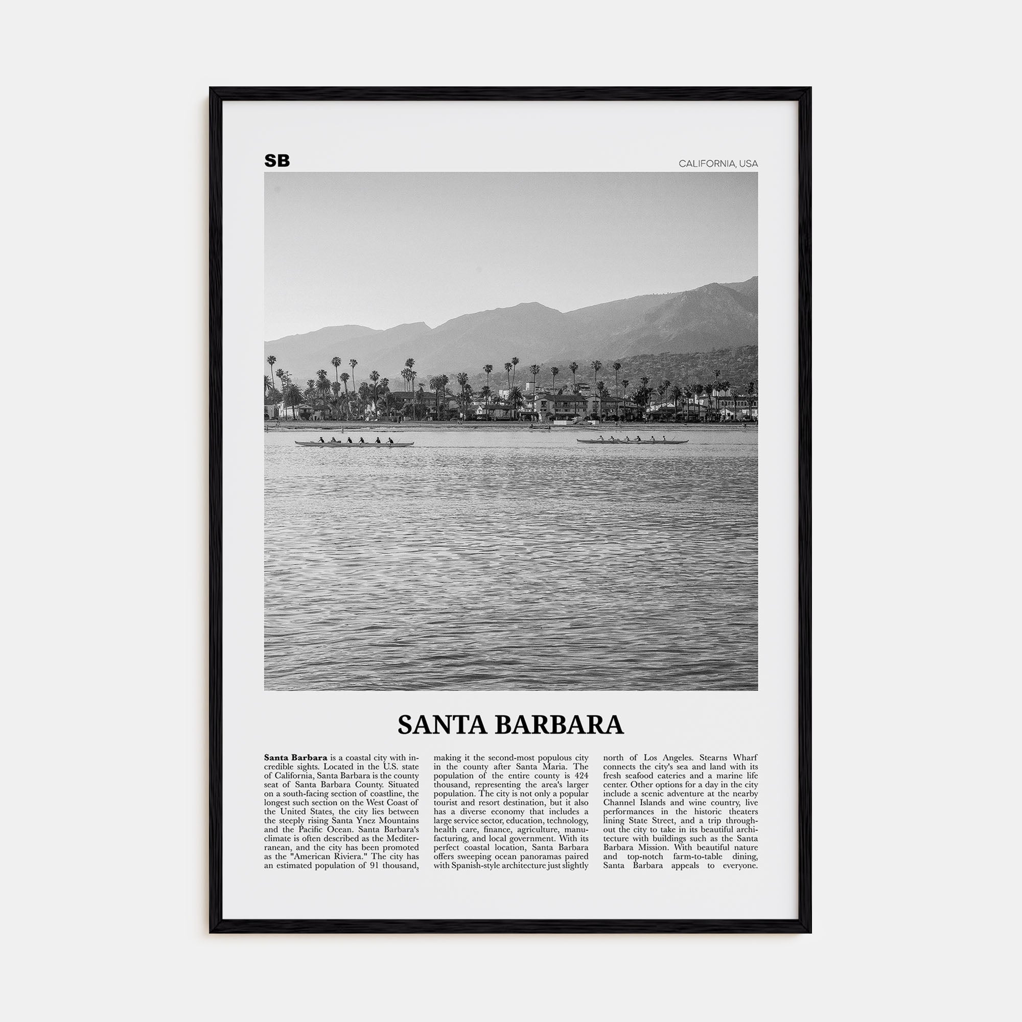 Santa Barbara Travel B&W No 3 Poster
